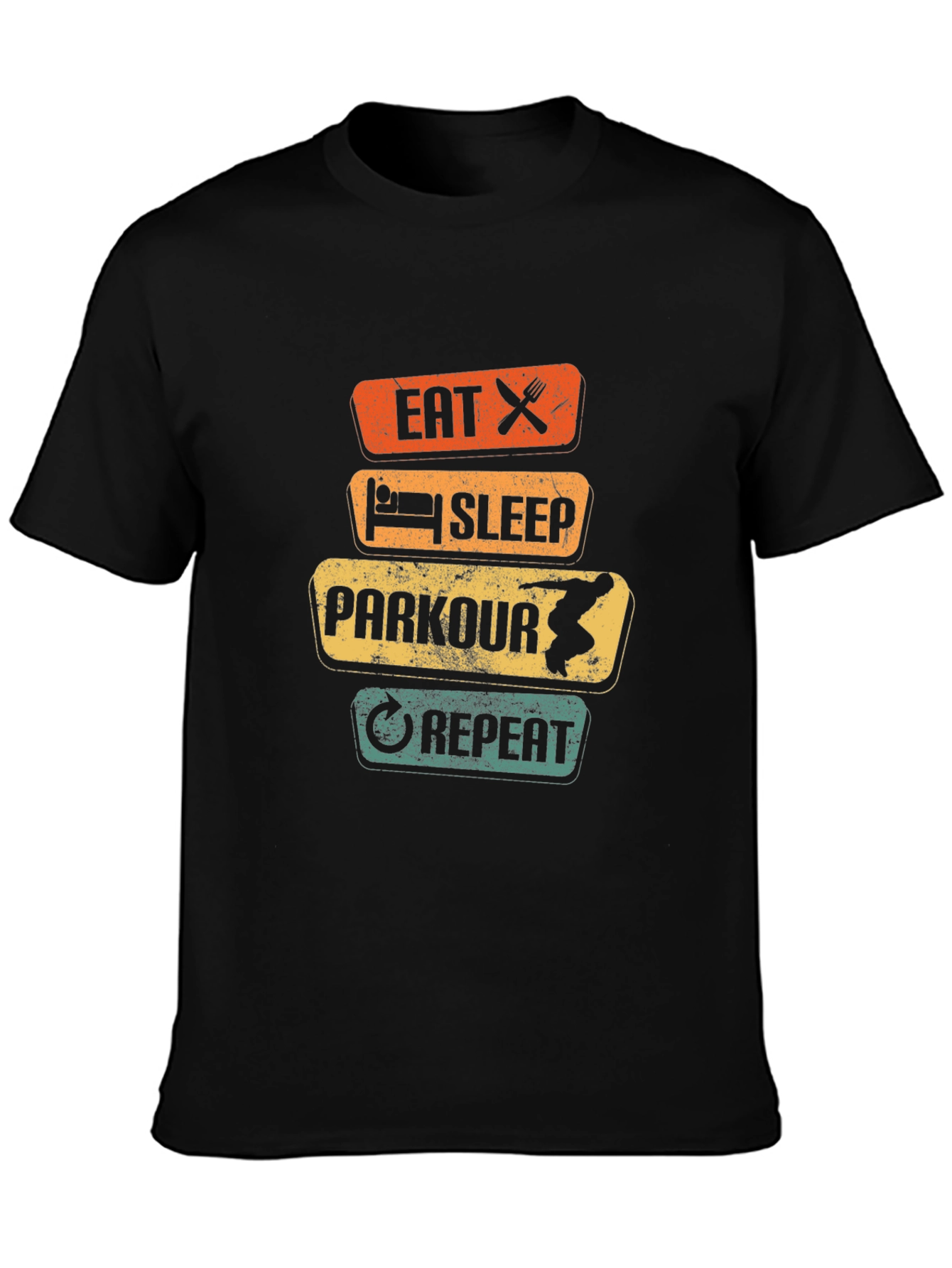 Eat Sleep Parkour Repeat Black Graphic Tee