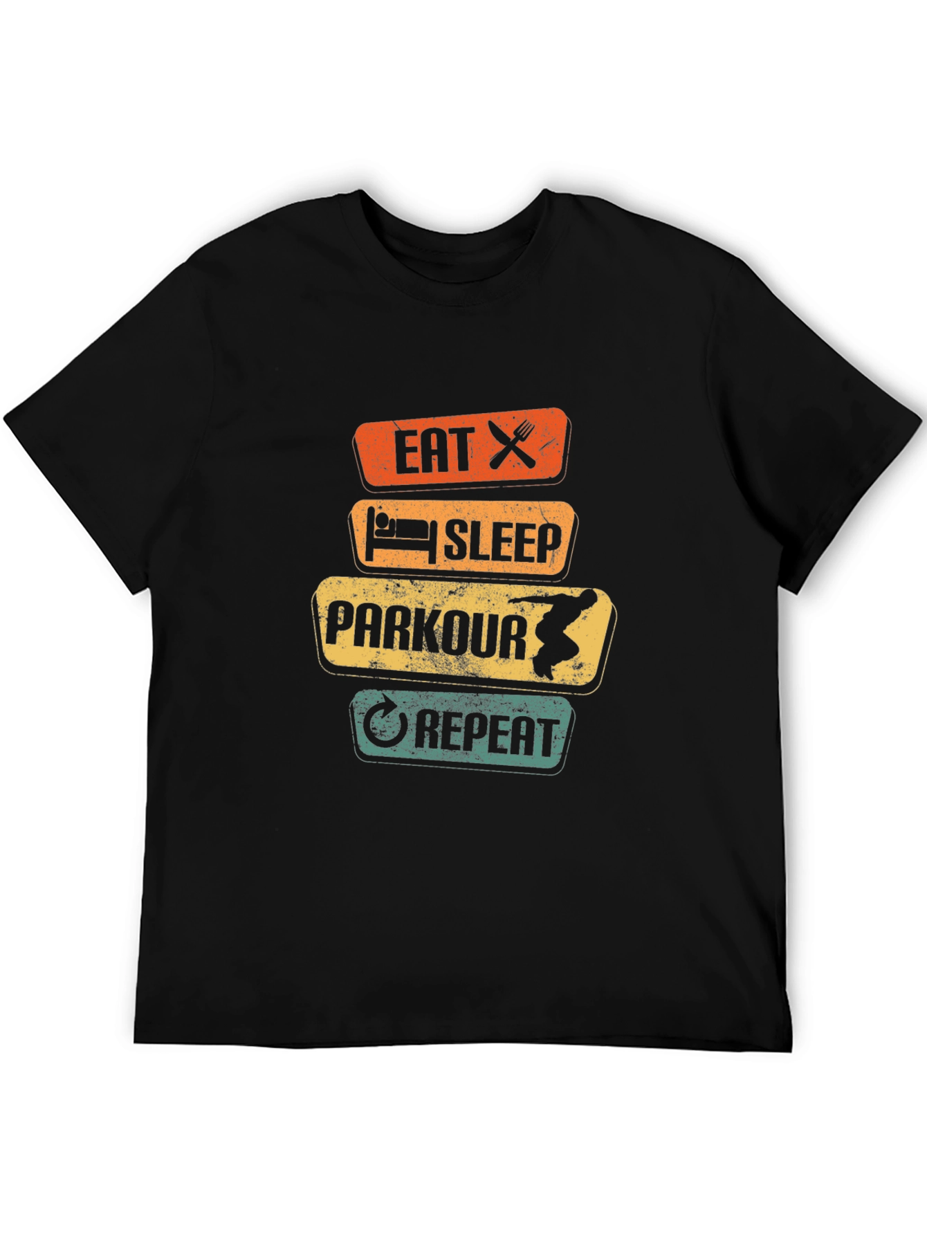 Eat Sleep Parkour Repeat Black Graphic Tee