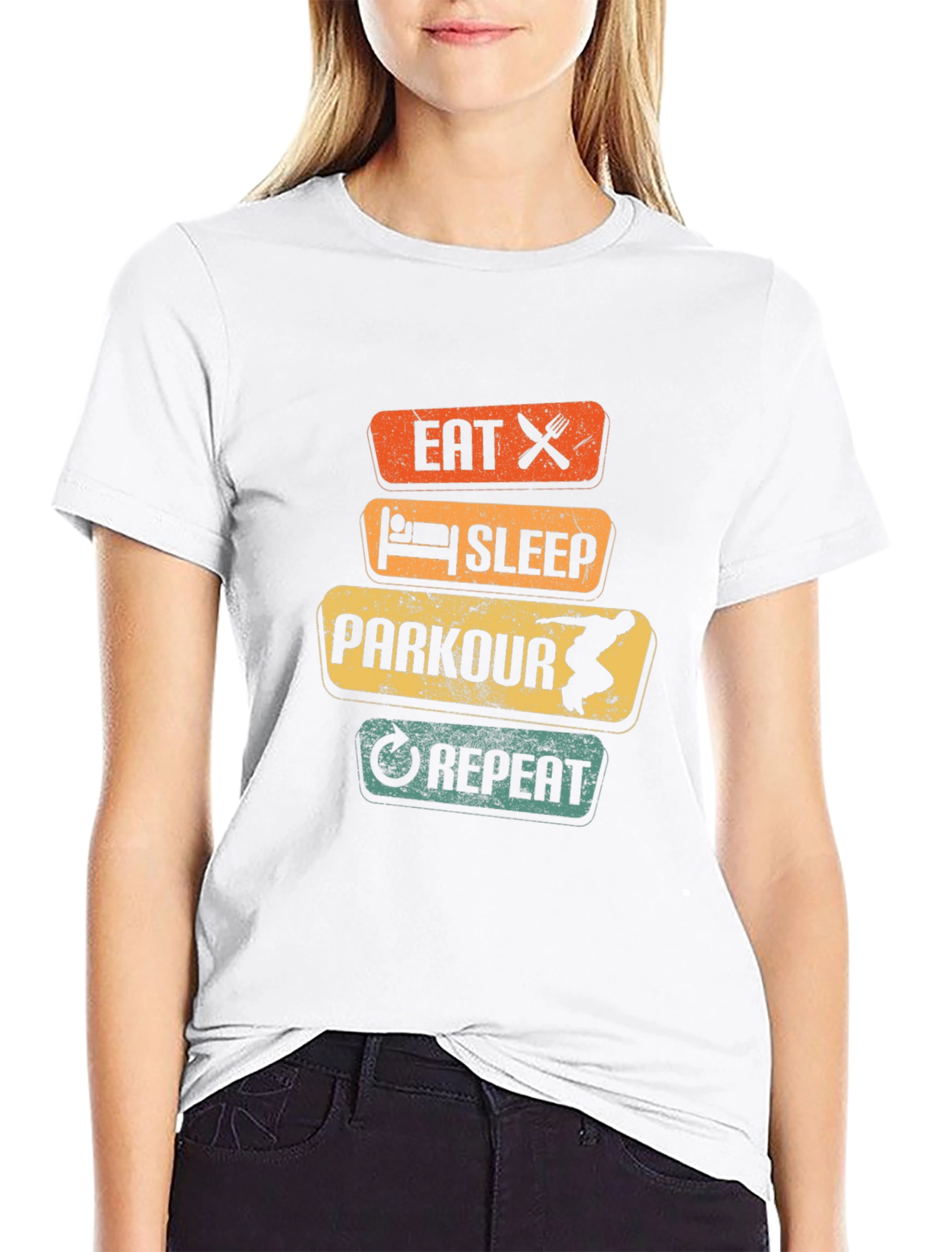 Eat Sleep Parkour Repeat Black Graphic Tee