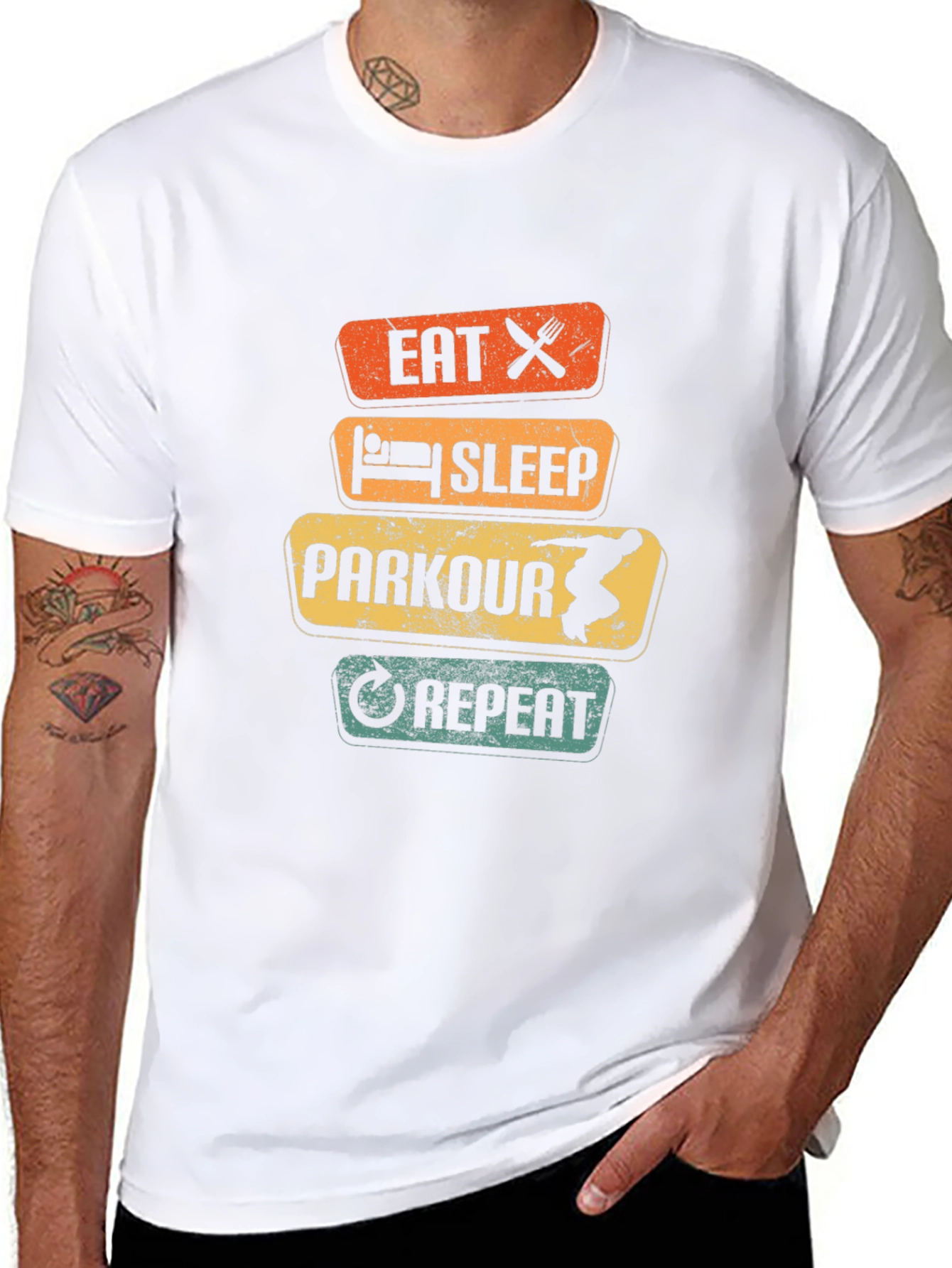 Eat Sleep Parkour Repeat Black Graphic Tee