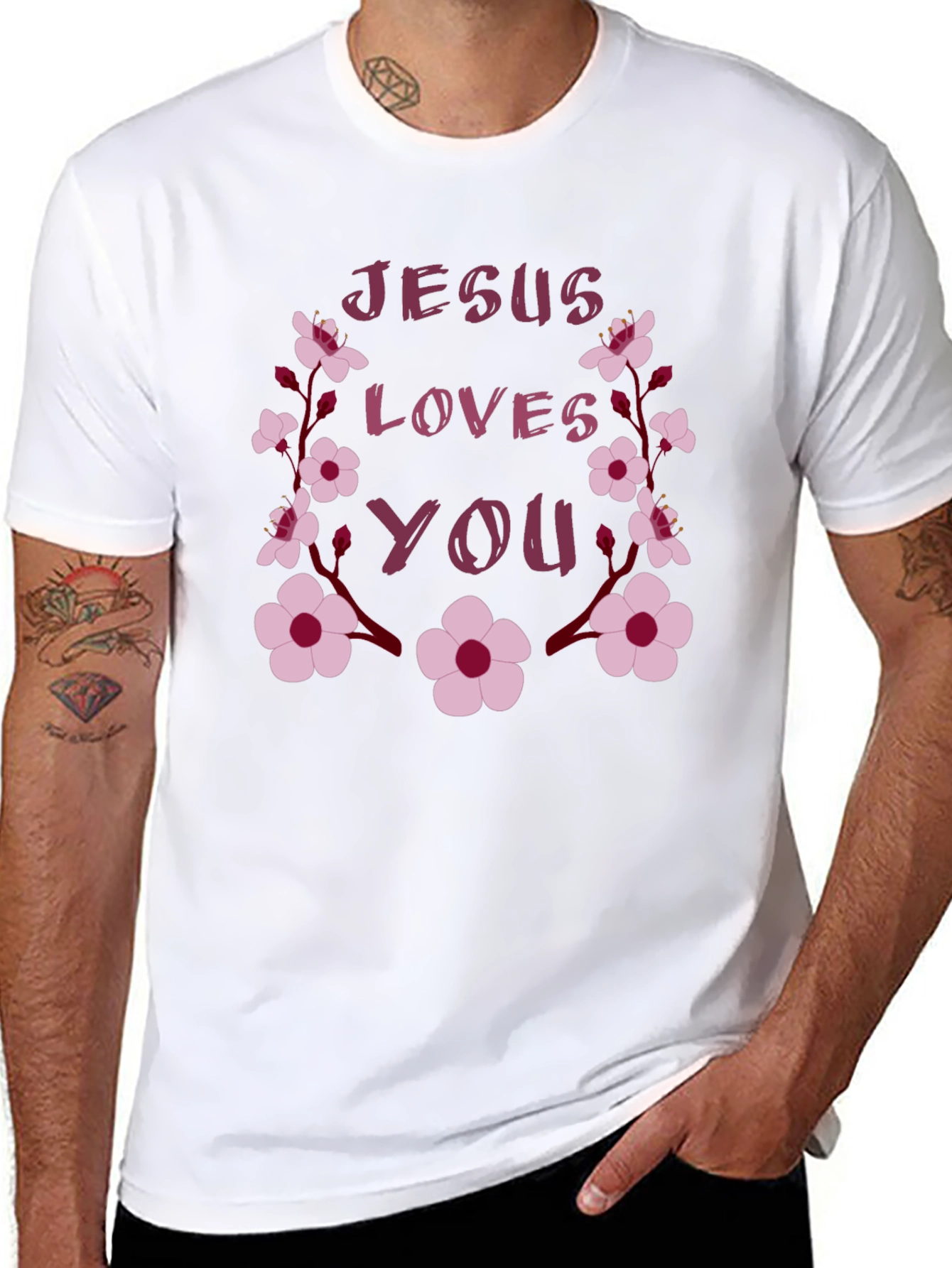 Jesus Loves You Floral Graphic T-Shirt