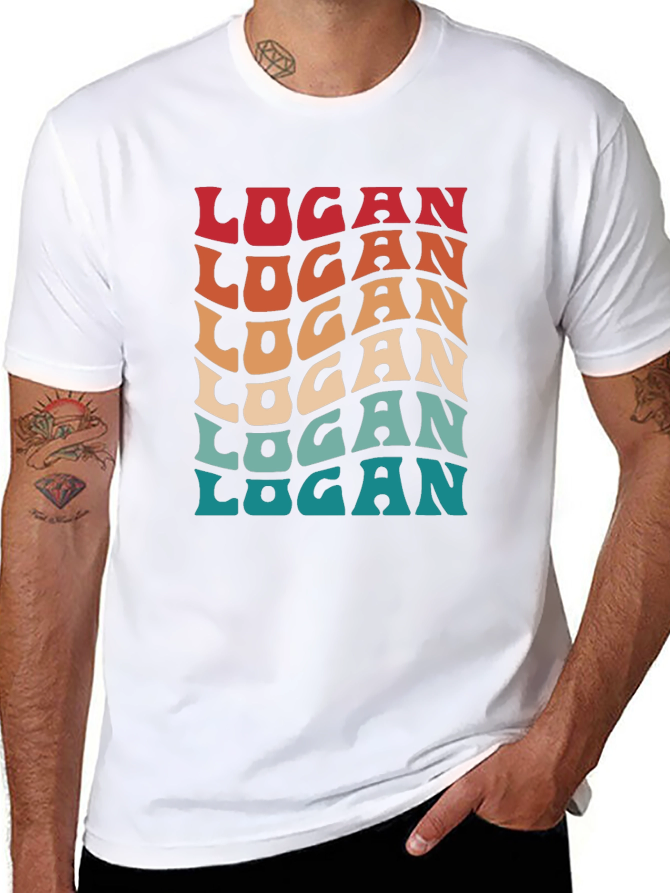 Retro Logan T-Shirt - 70s Style Personalized Name Tee