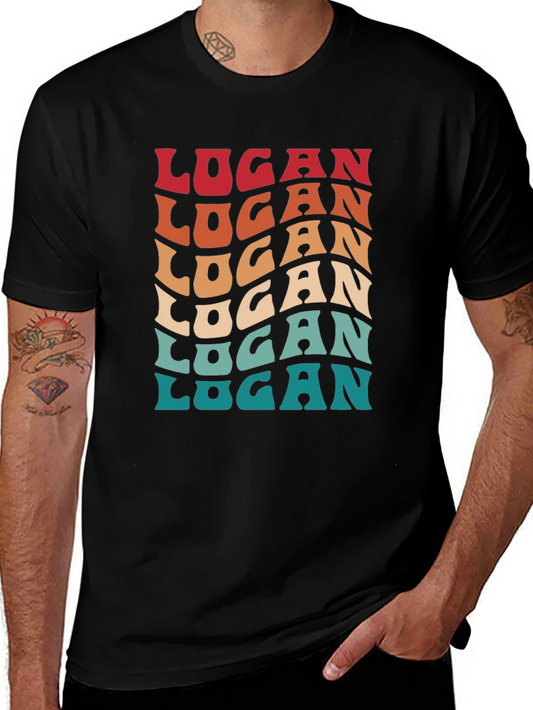 Retro Logan T-Shirt - 70s Style Personalized Name Tee