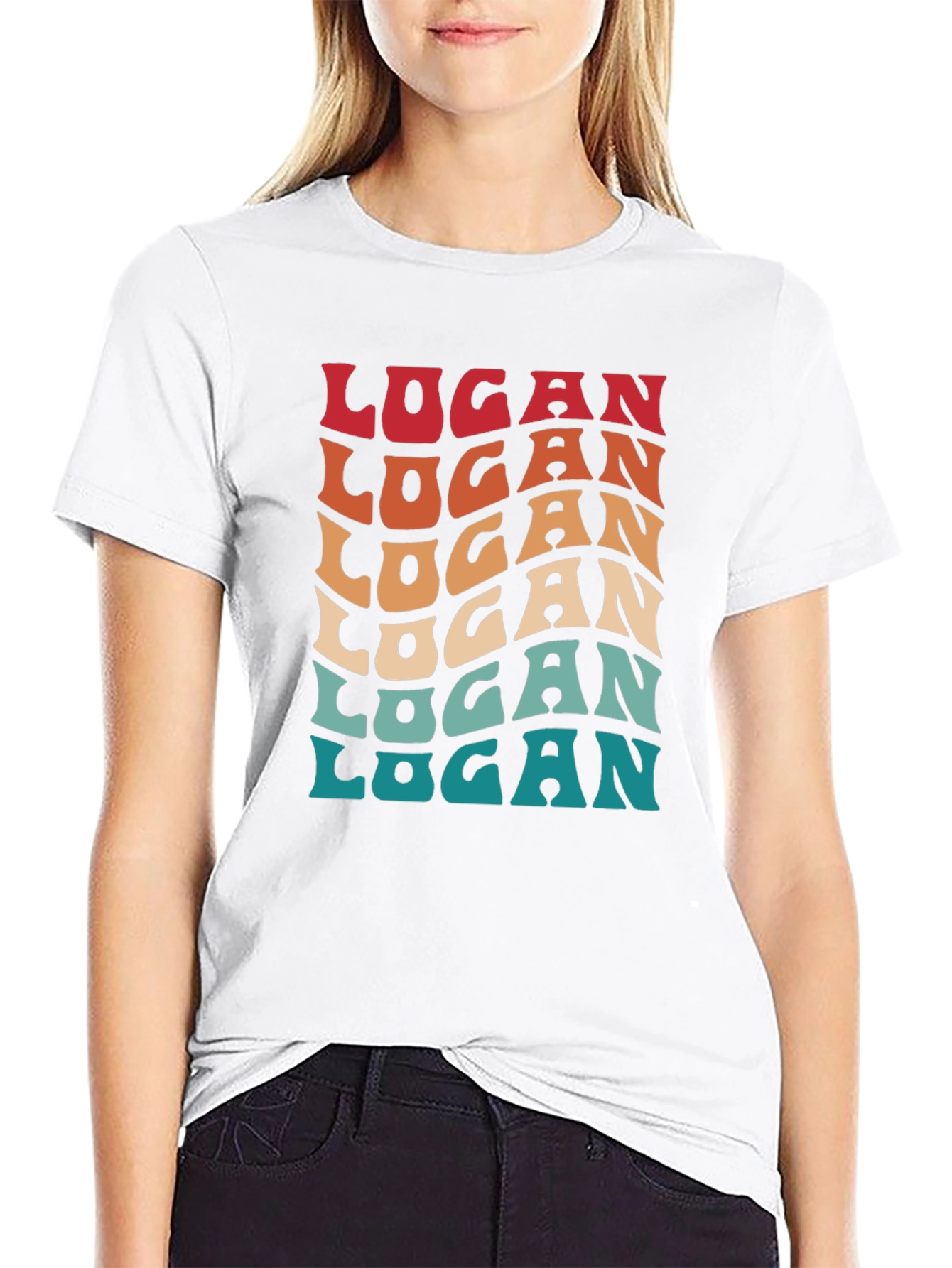 Retro Logan T-Shirt - 70s Style Personalized Name Tee