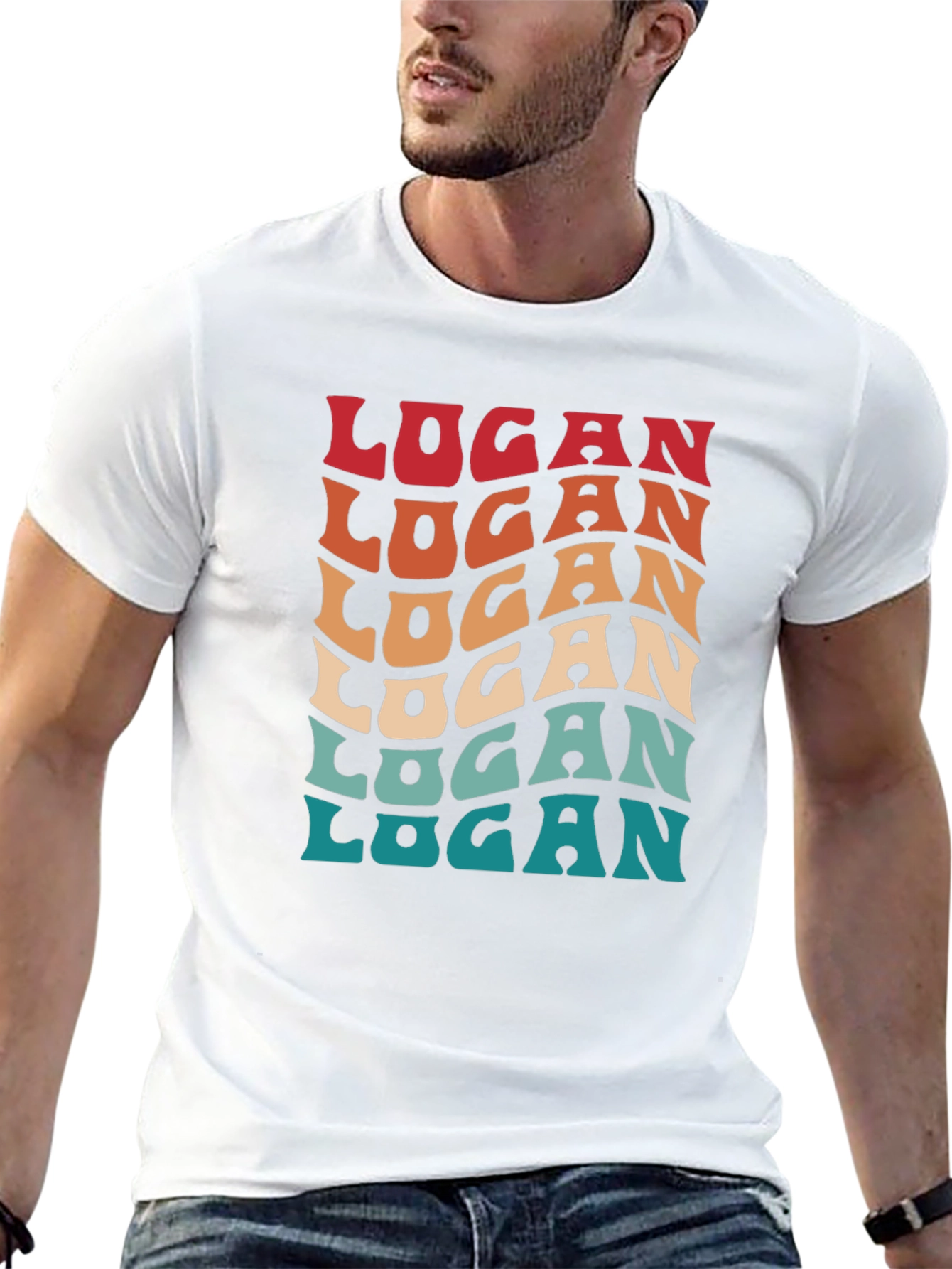 Retro Logan T-Shirt - 70s Style Personalized Name Tee