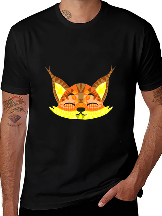 Geometric Fox Graphic Tee - Black Unisex T-Shirt