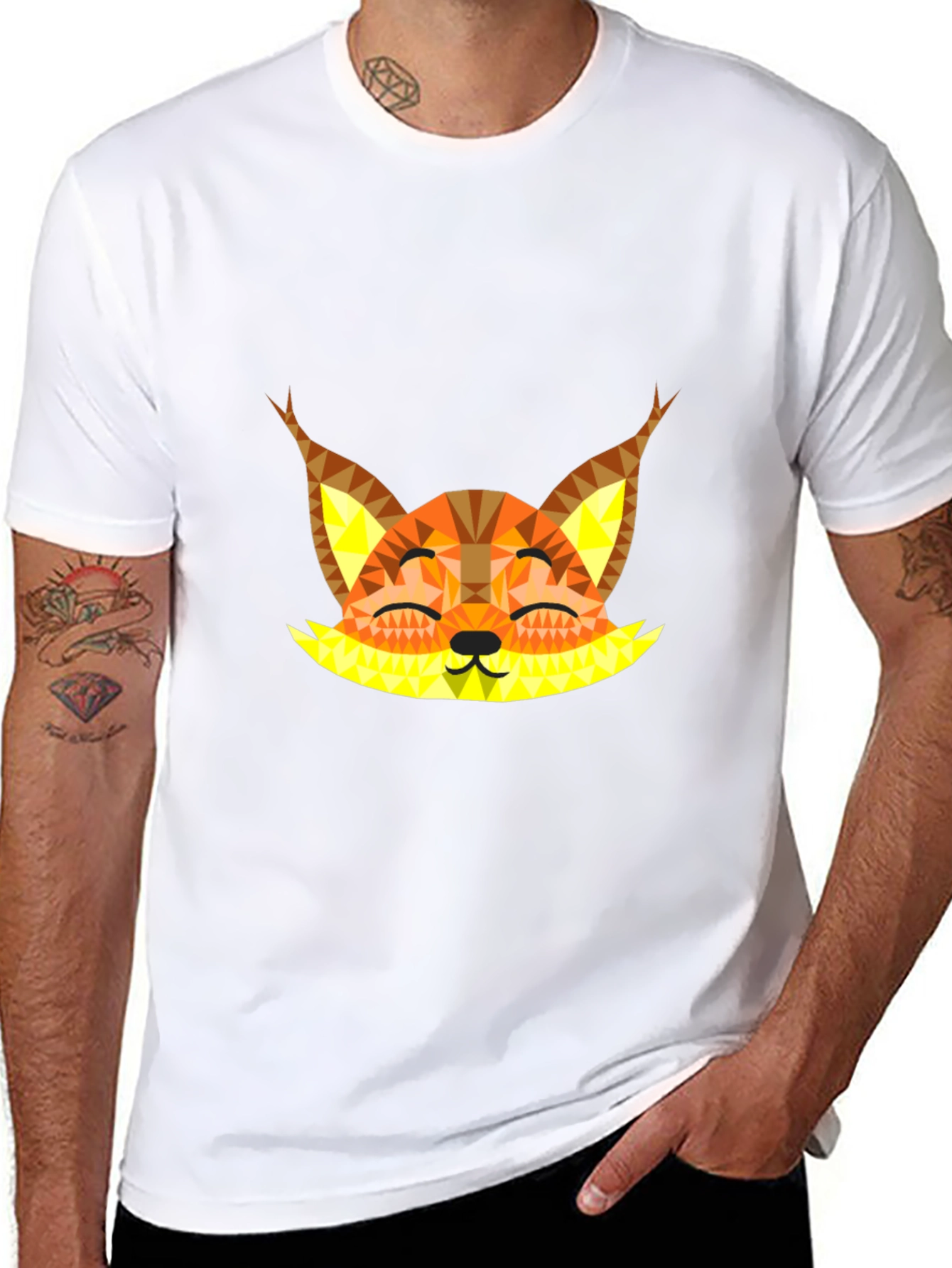 Geometric Fox Graphic Tee - Black Unisex T-Shirt