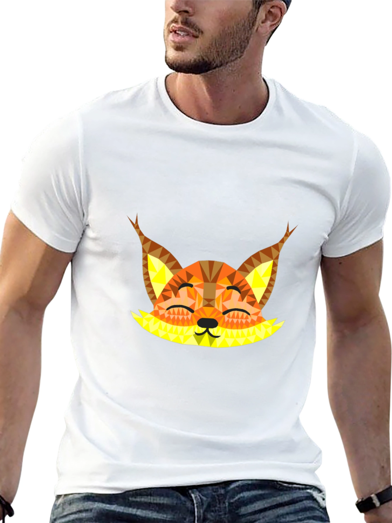 Geometric Fox Graphic Tee - Black Unisex T-Shirt