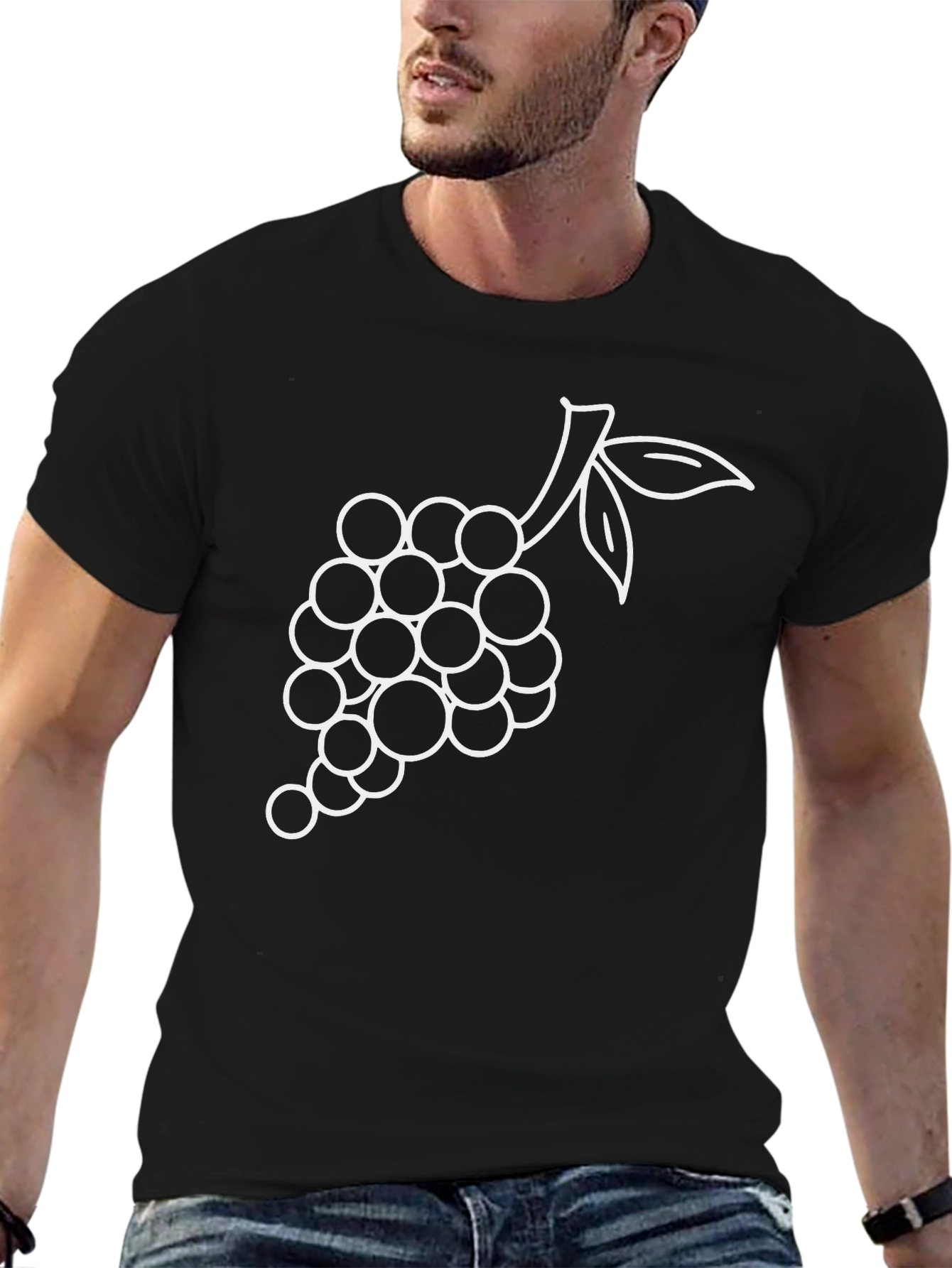 Grapes Graphic Tee - Stylish Black T-Shirt