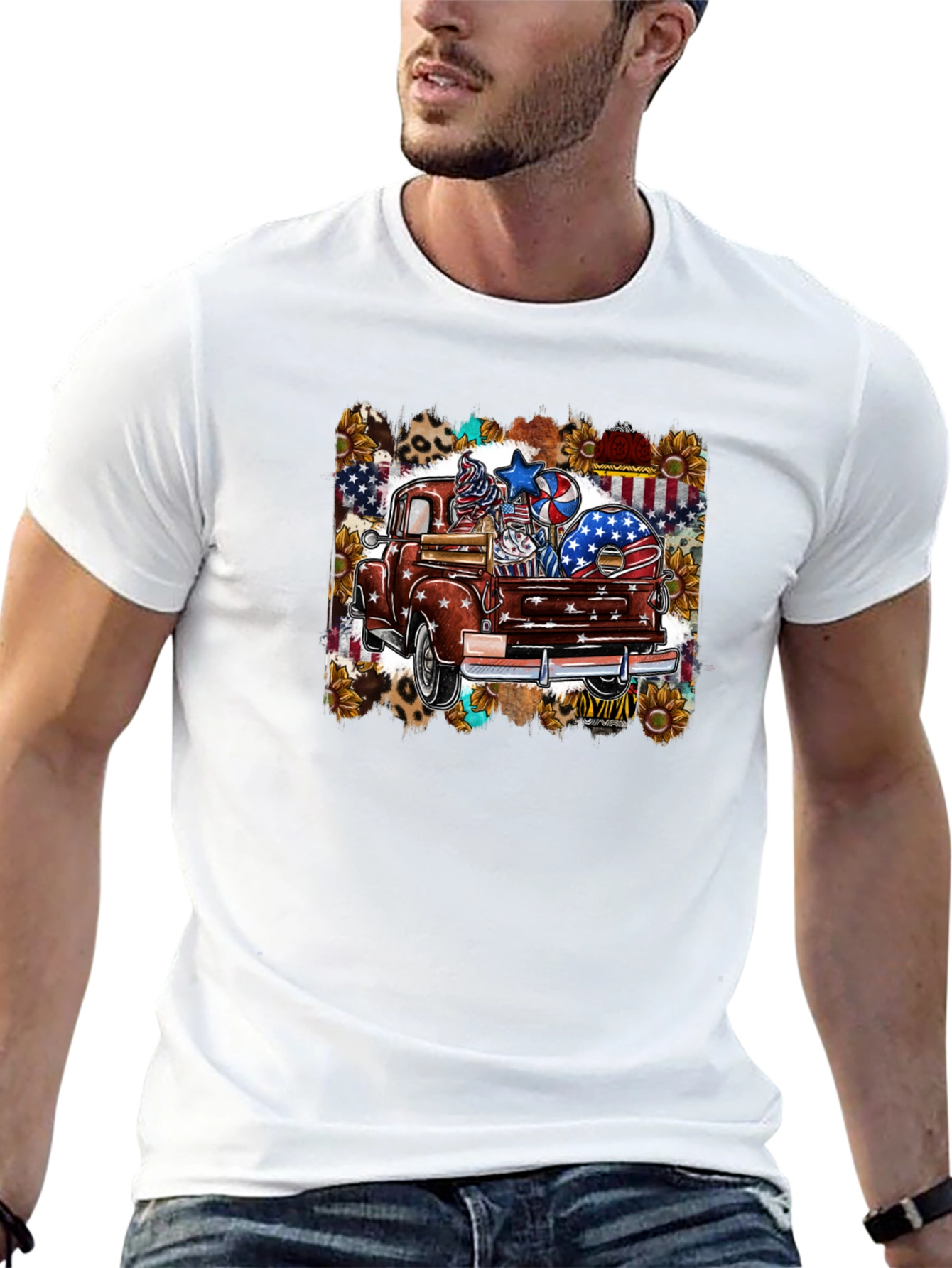 Patriotic Truck Graphic Tee - Mens Black T-Shirt