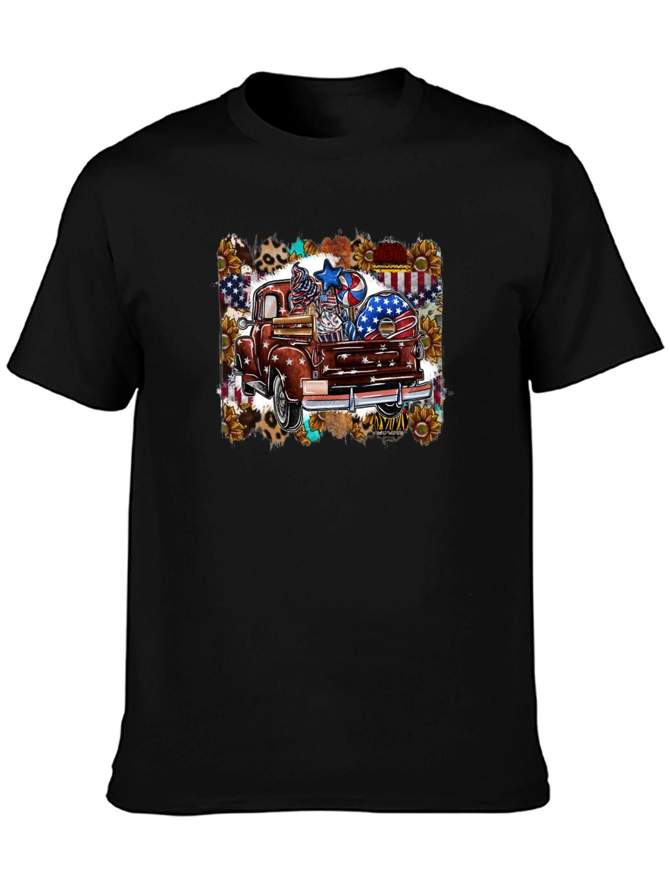 Patriotic Truck Graphic Tee - Mens Black T-Shirt