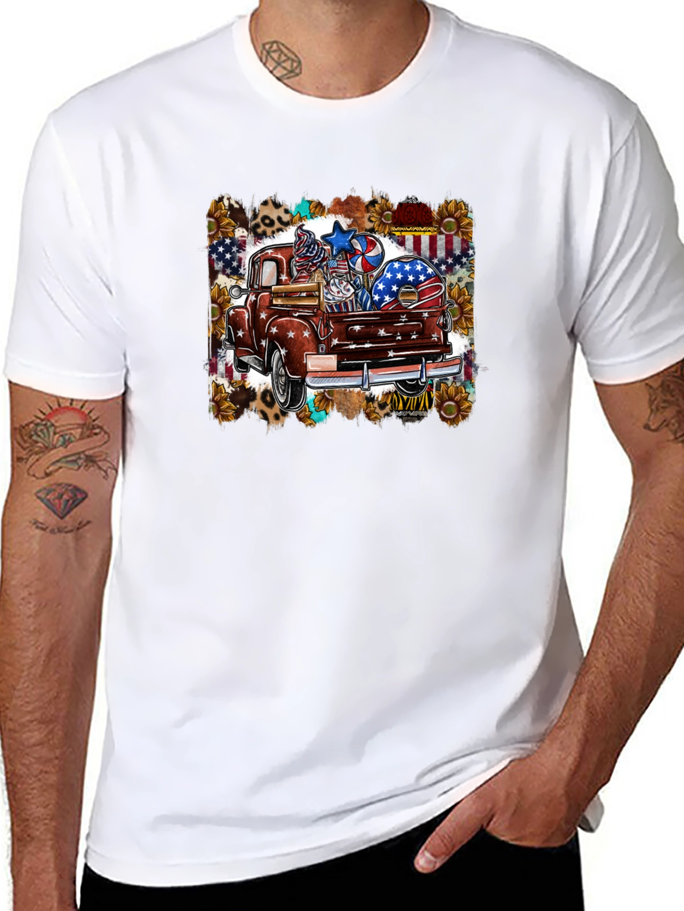 Patriotic Truck Graphic Tee - Mens Black T-Shirt