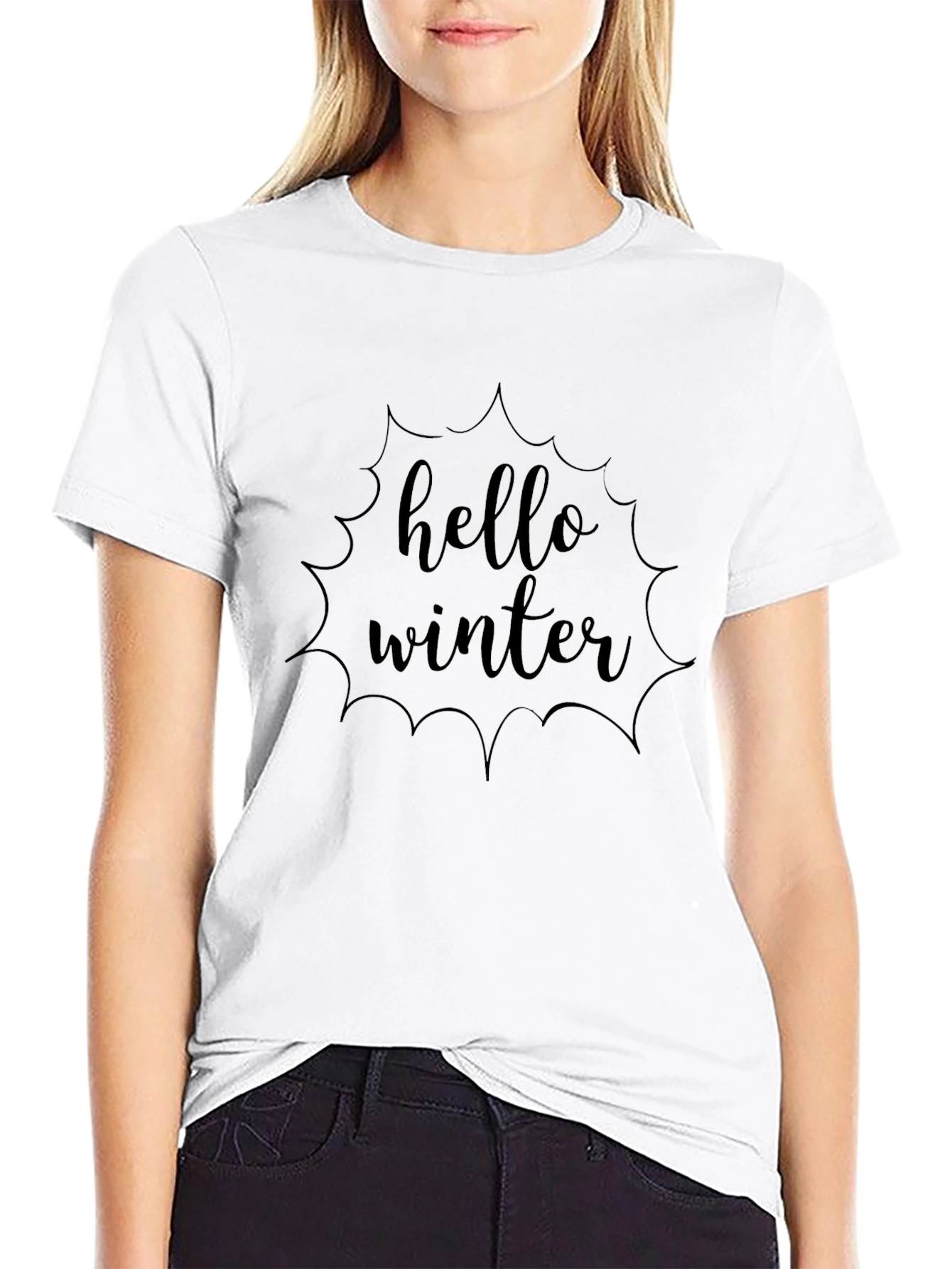 Hello Winter Black Graphic Tee - Mens Fashion