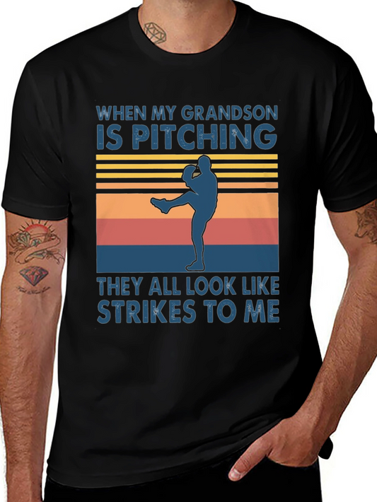 Grandson Pitching T-Shirt - Baseball Grandpa Pride