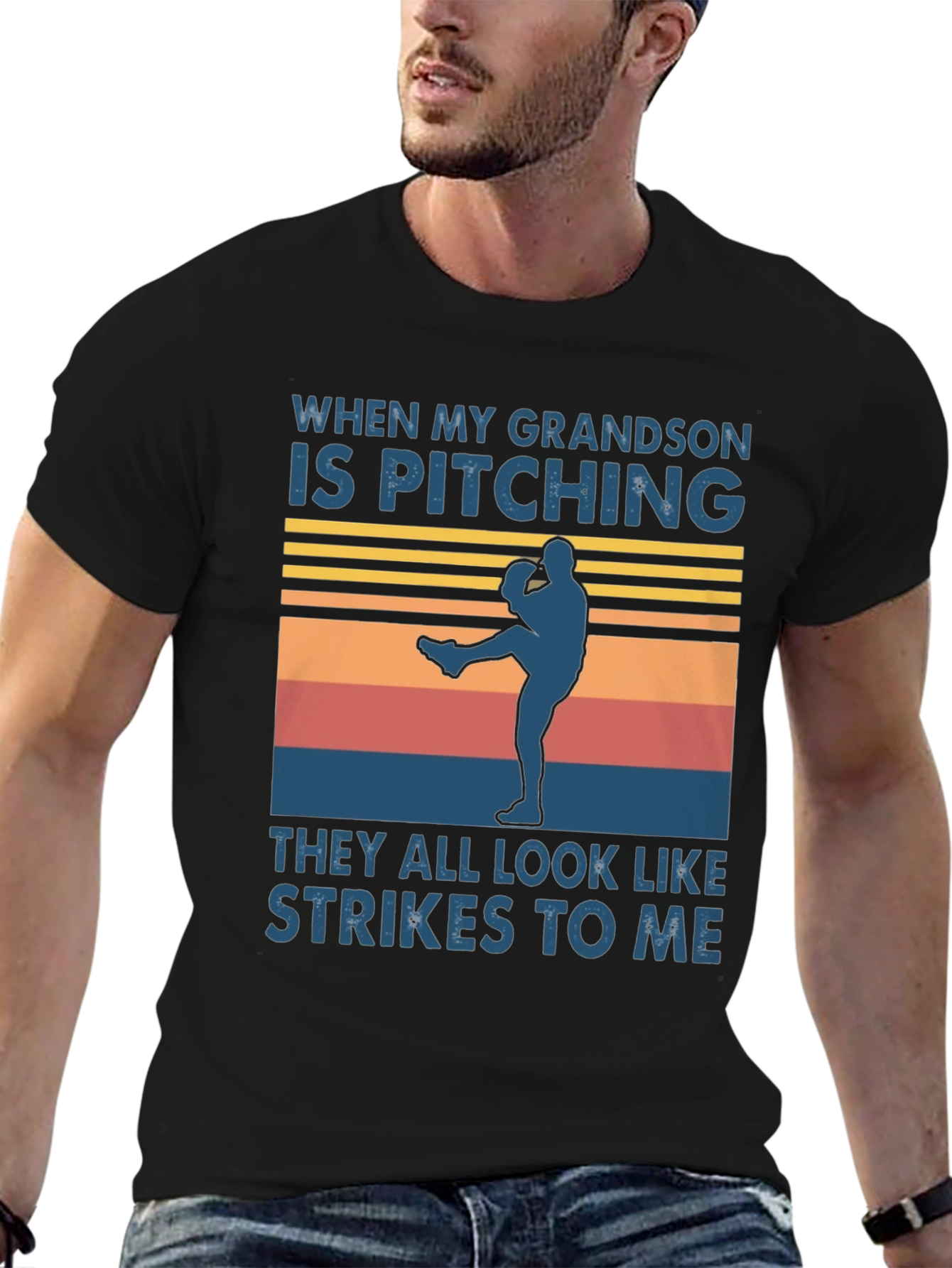 Grandson Pitching T-Shirt - Baseball Grandpa Pride