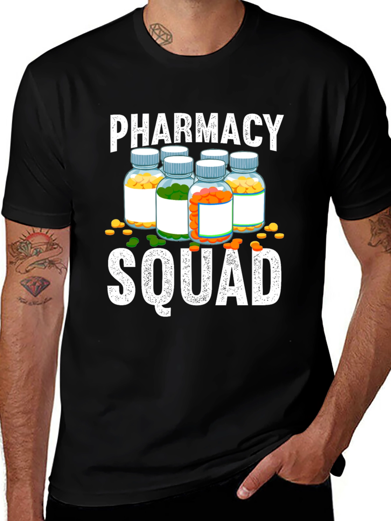 Pharmacy Squad T-Shirt - Pill Bottle Design
