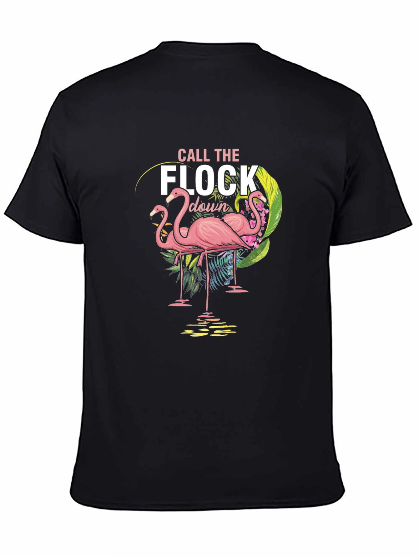 Call the Flock Down Flamingo Graphic Tee - Black