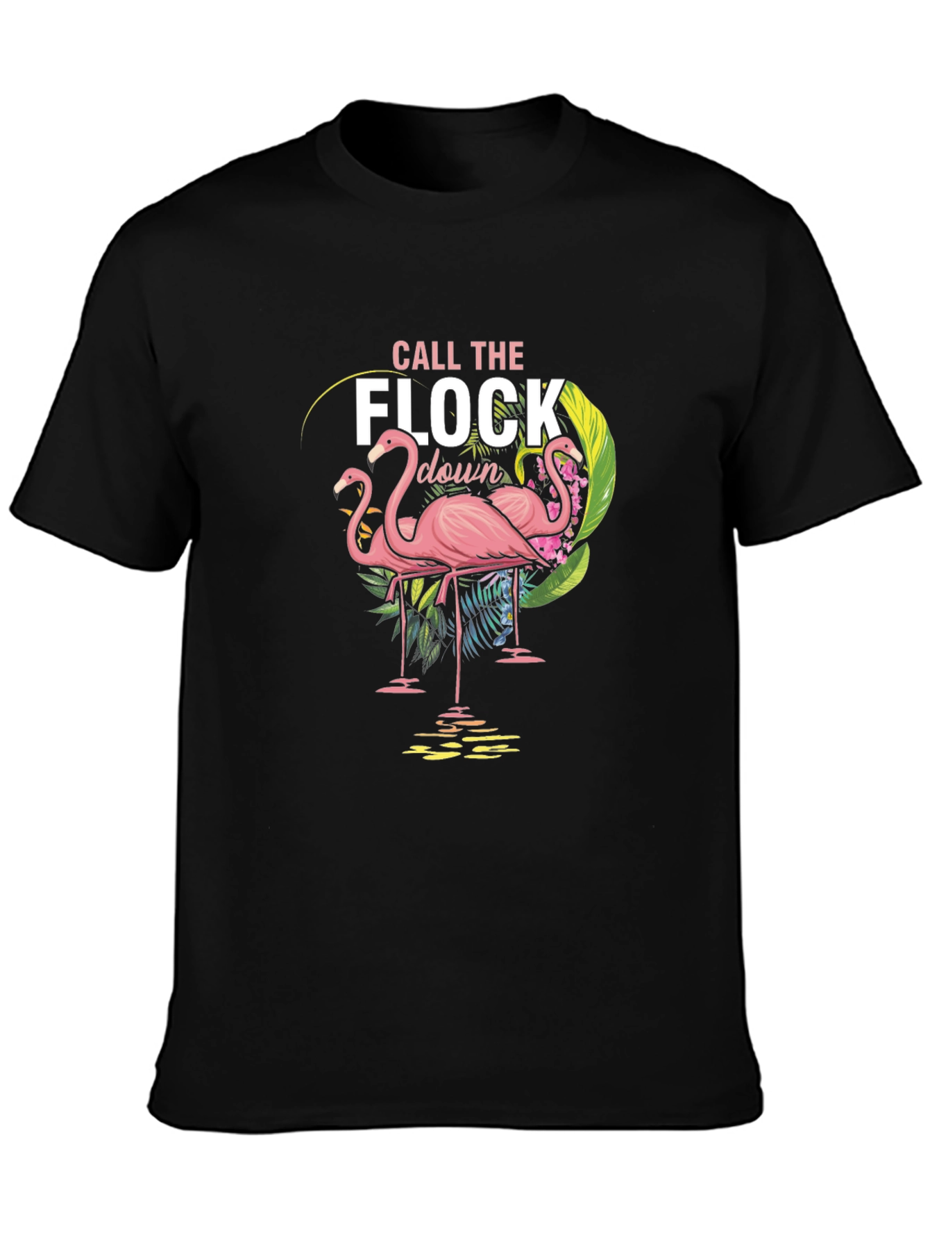 Call the Flock Down Flamingo Graphic Tee - Black
