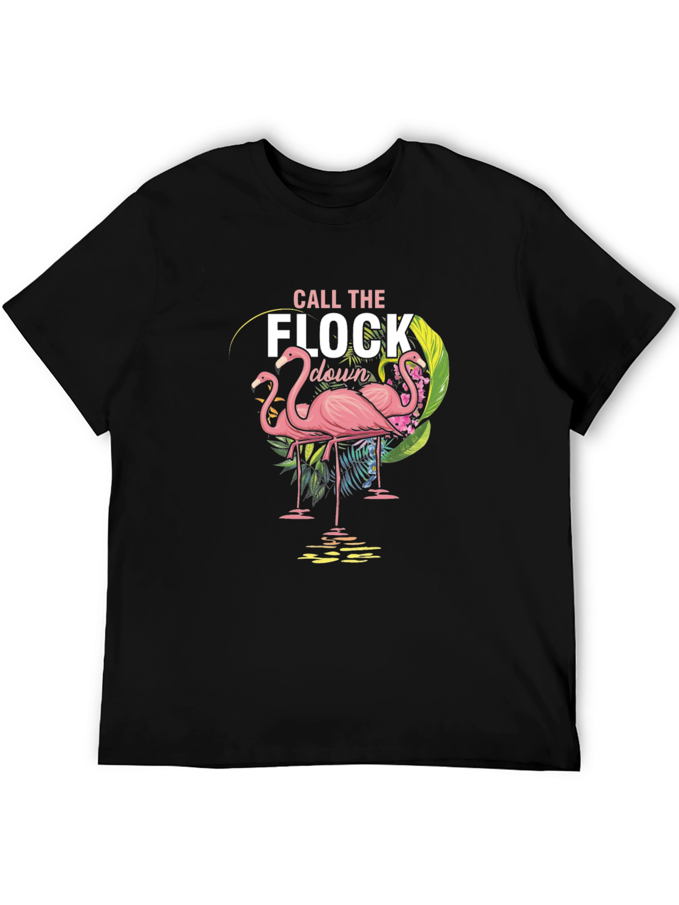 Call the Flock Down Flamingo Graphic Tee - Black