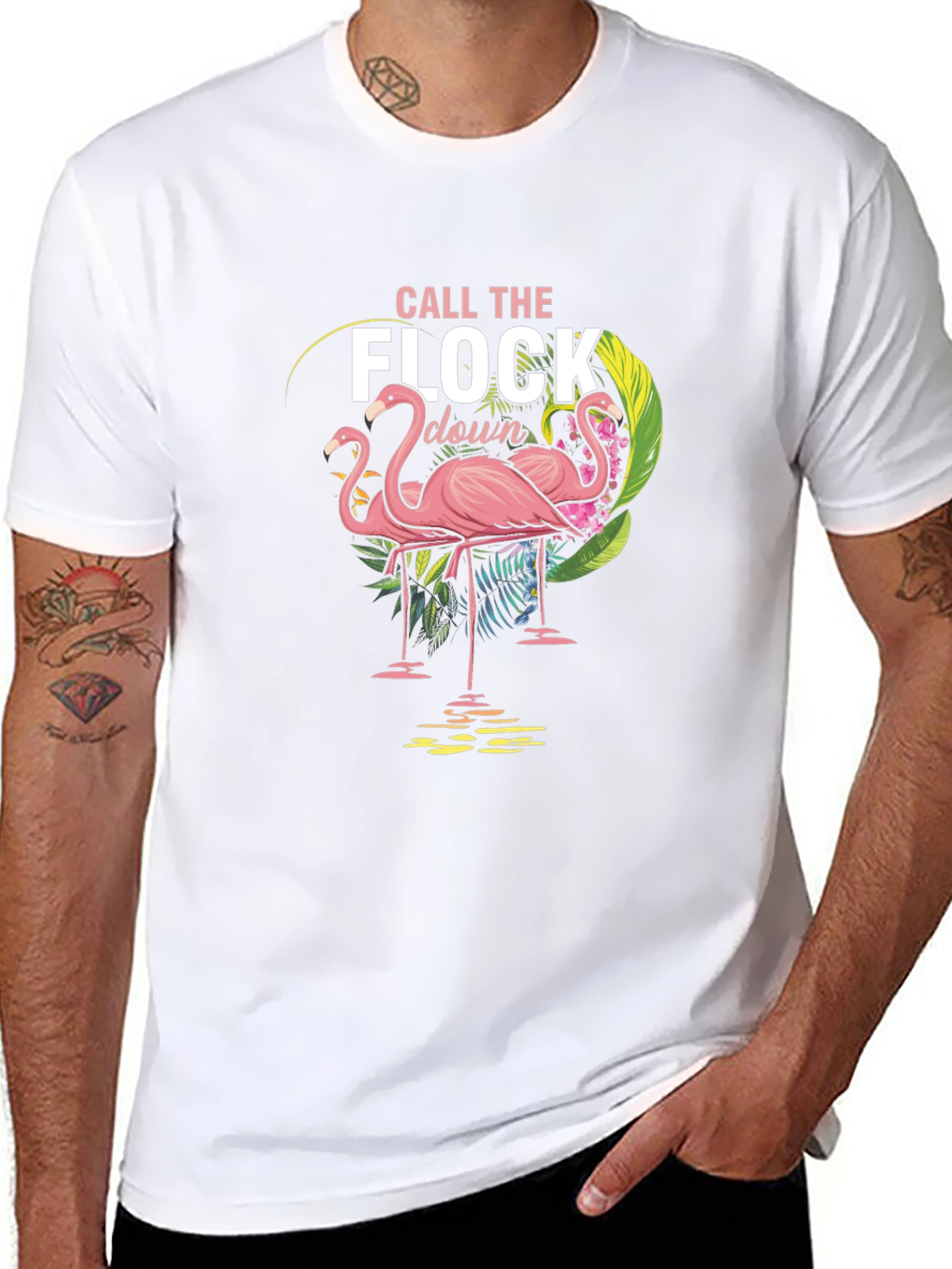 Call the Flock Down Flamingo Graphic Tee - Black