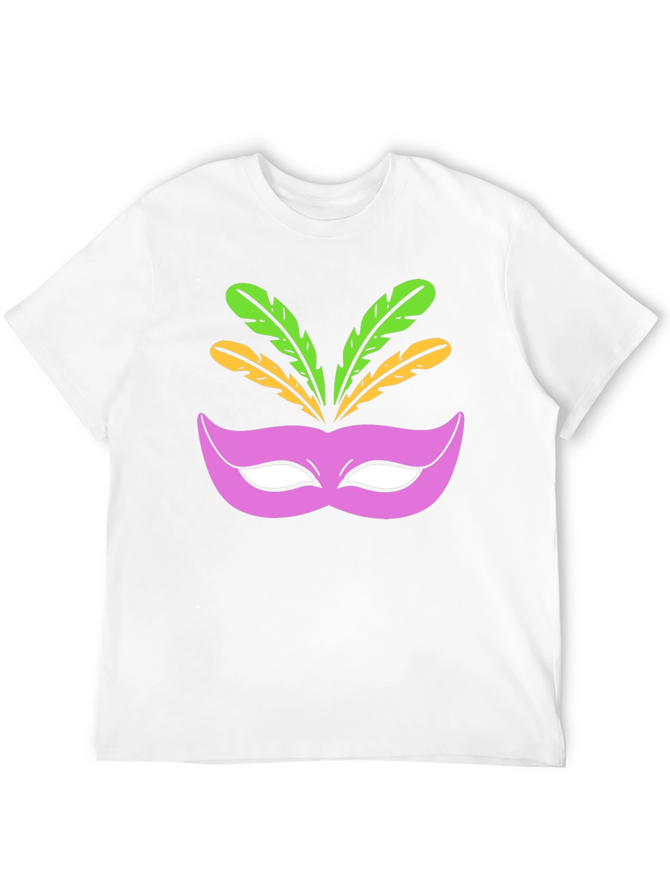 Mardi Gras Mask Graphic Tee - Black Cotton T-Shirt