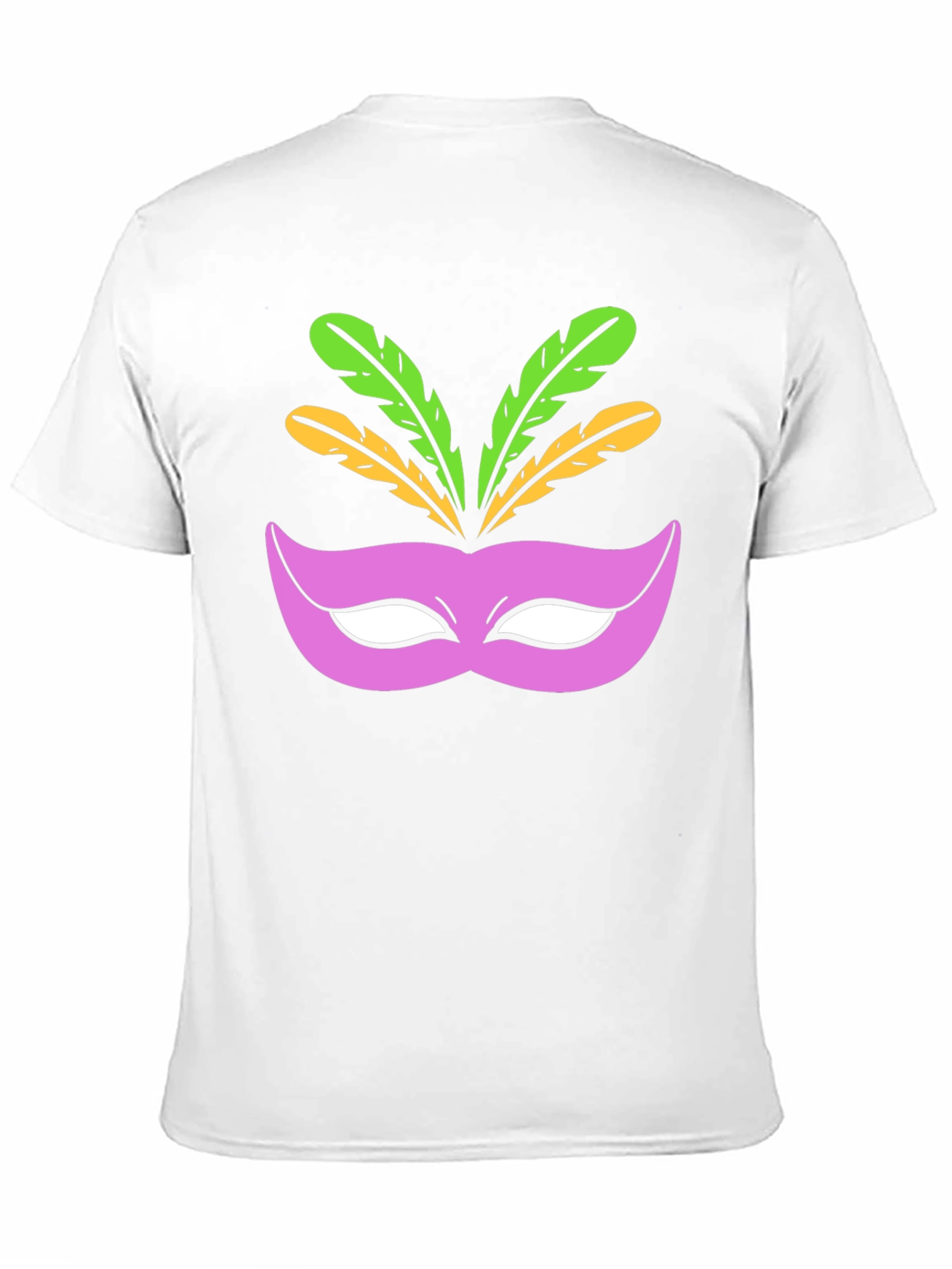 Mardi Gras Mask Graphic Tee - Black Cotton T-Shirt