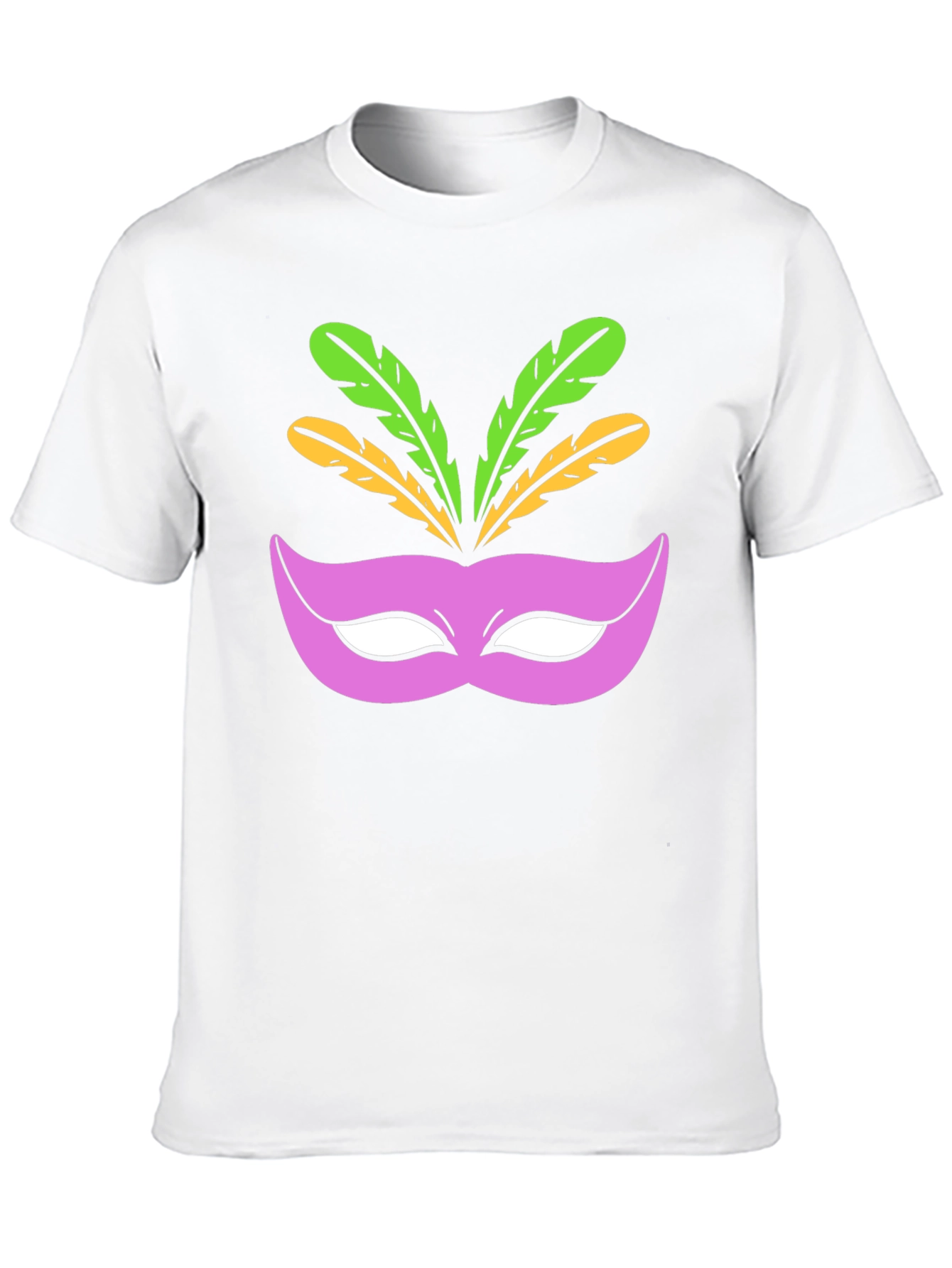 Mardi Gras Mask Graphic Tee - Black Cotton T-Shirt