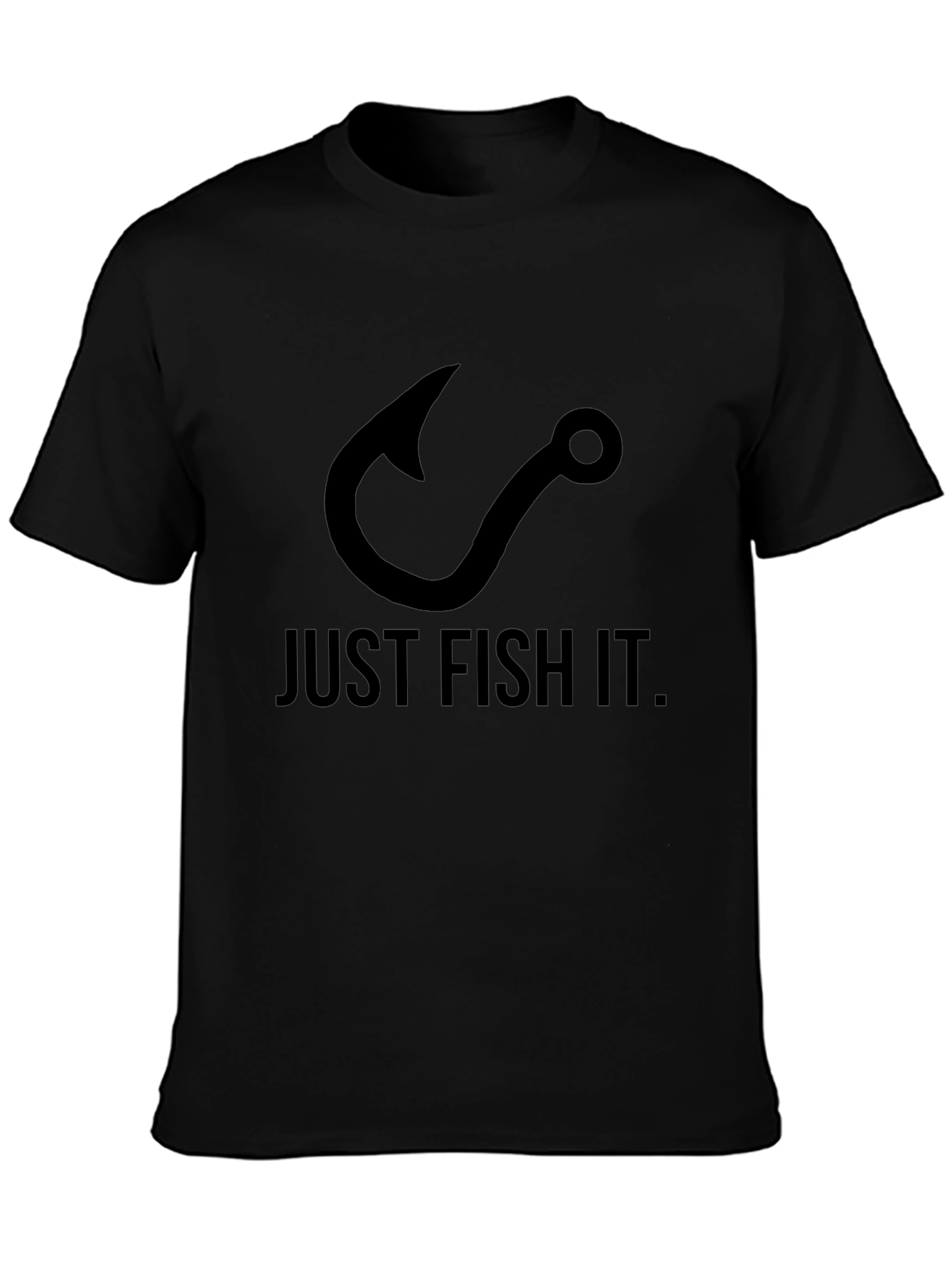 Just Fish It Tee - Black Cotton Graphic T-Shirt