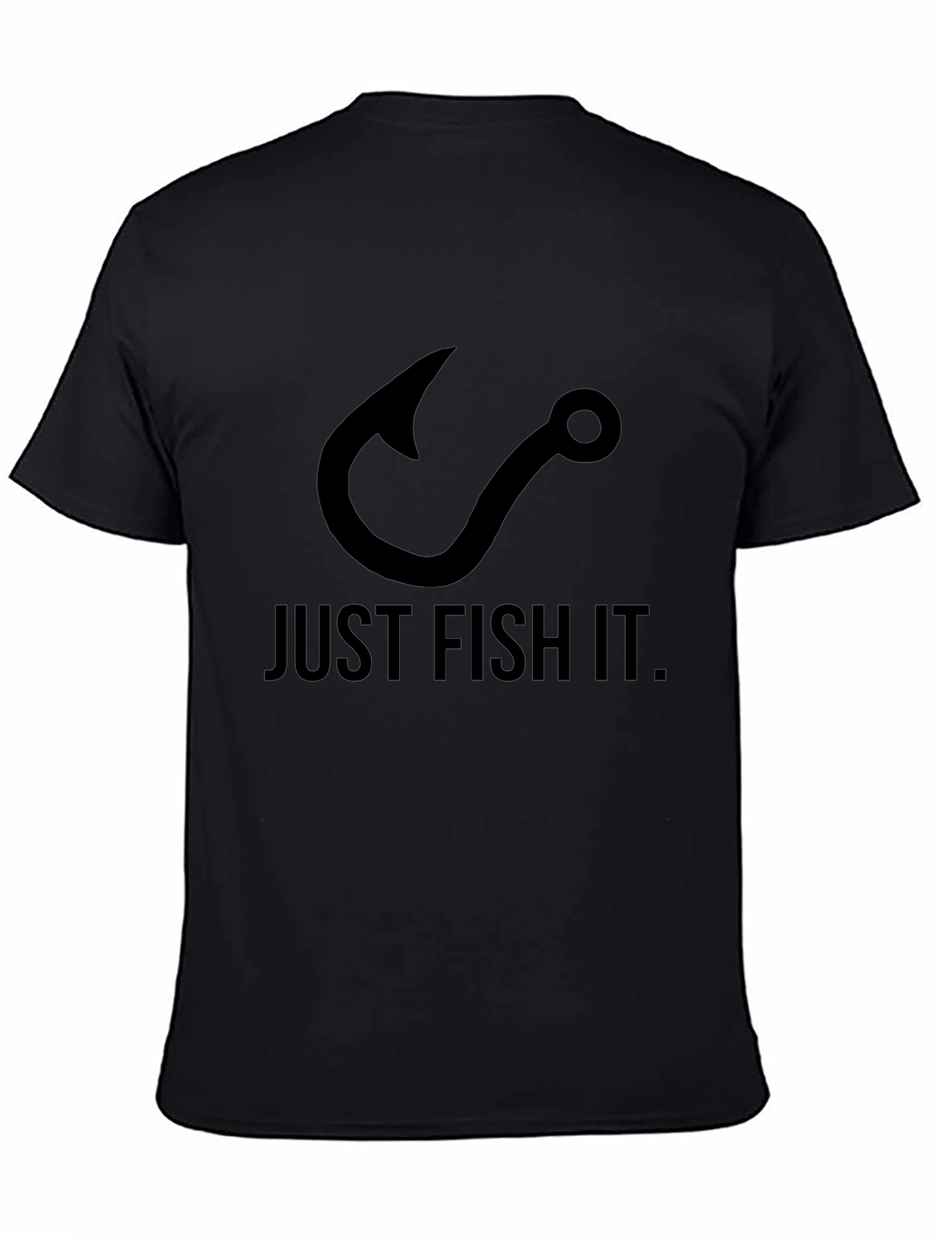 Just Fish It Tee - Black Cotton Graphic T-Shirt