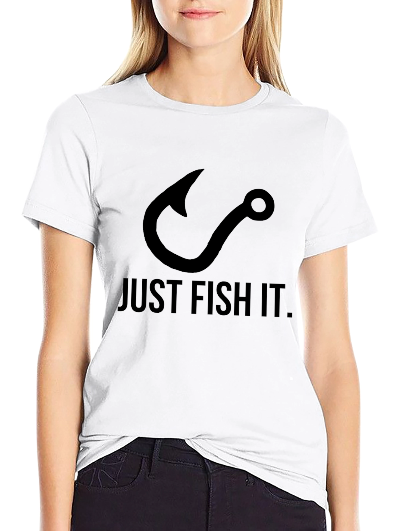 Just Fish It Tee - Black Cotton Graphic T-Shirt