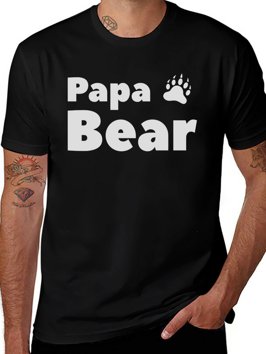 Papa Bear Graphic Tee - Black Cotton Blend T-Shirt