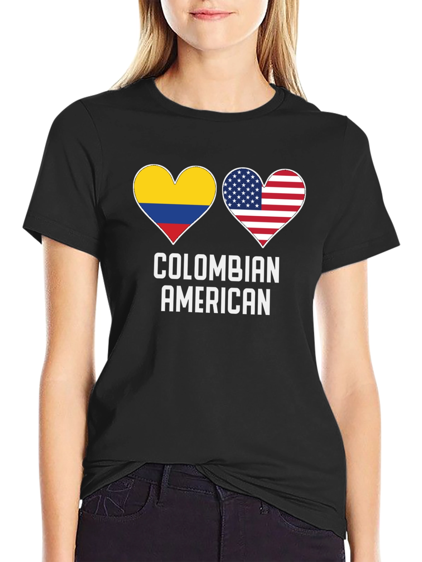 Colombian American Flag Heart T-Shirt
