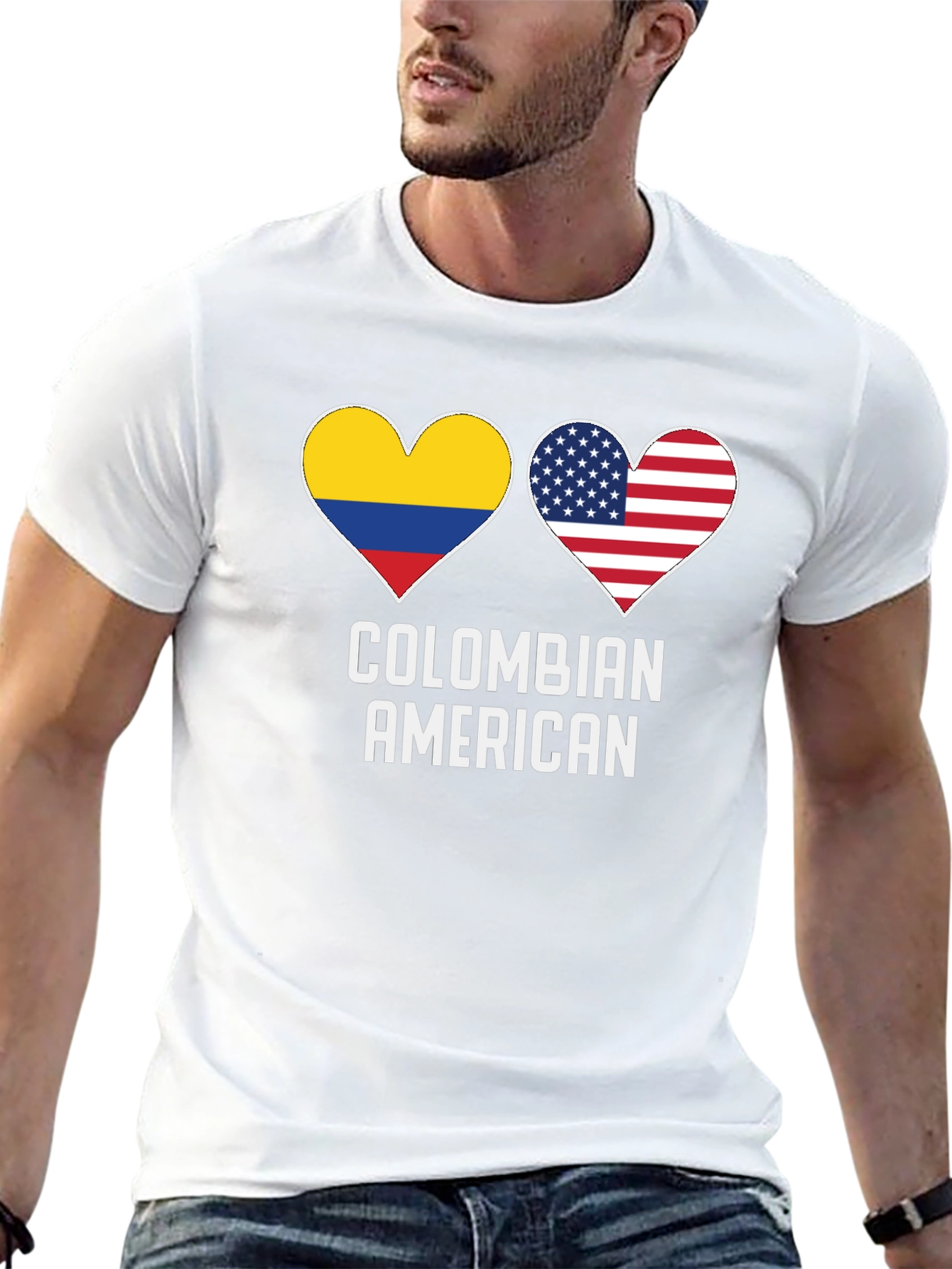 Colombian American Flag Heart T-Shirt