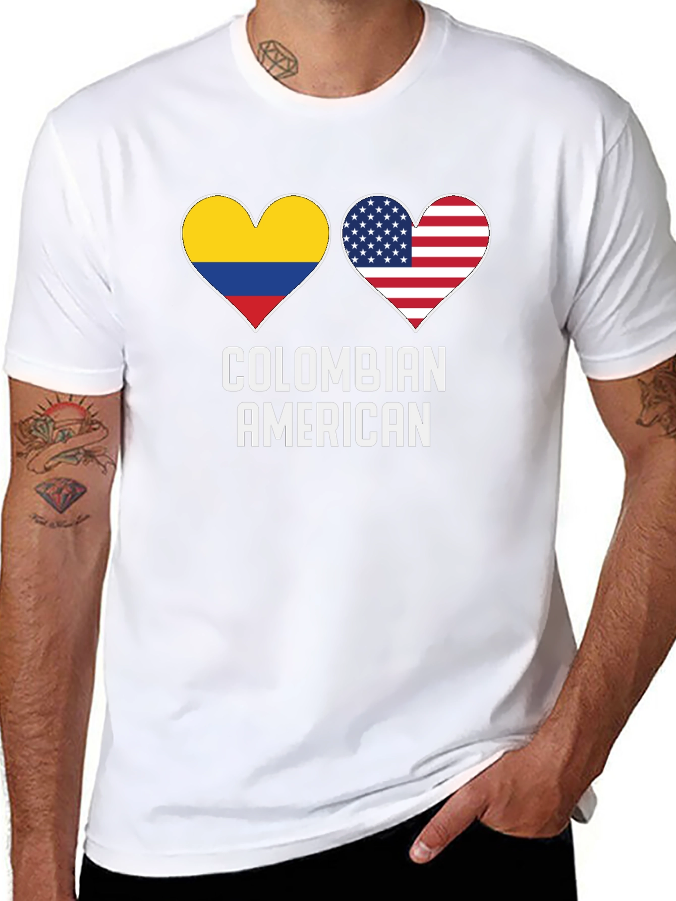 Colombian American Flag Heart T-Shirt
