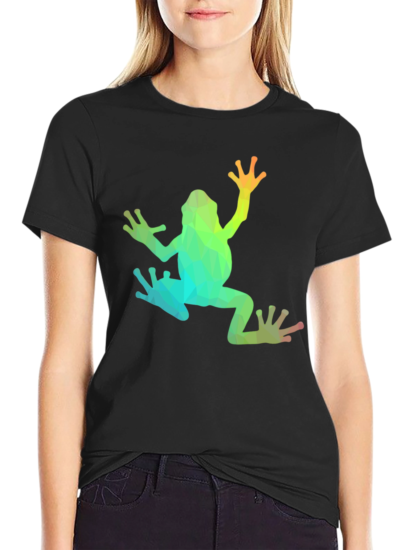 Geometric Frog Graphic T-Shirt - Black
