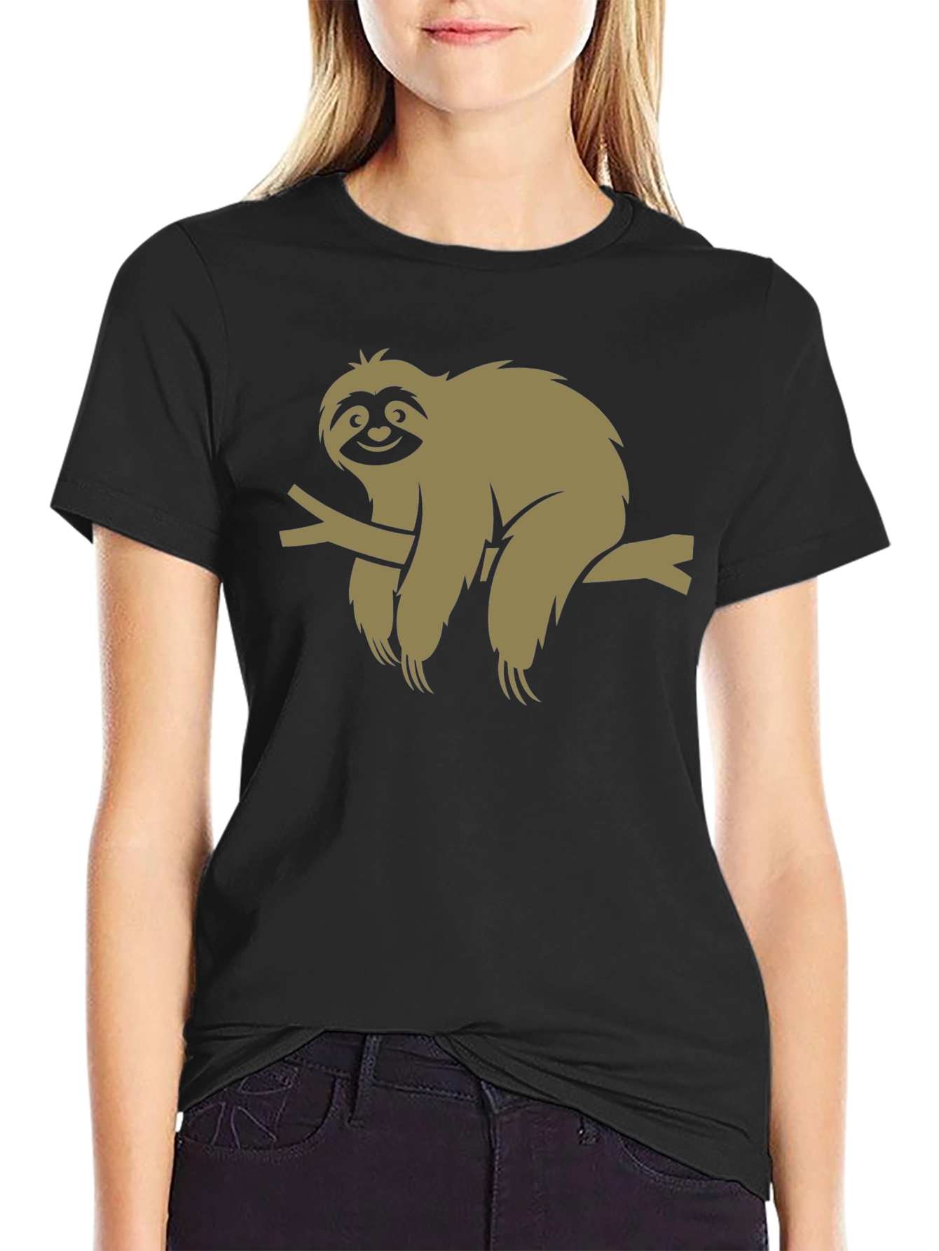 Sloth Graphic Tee - Relaxed Fit Black T-Shirt