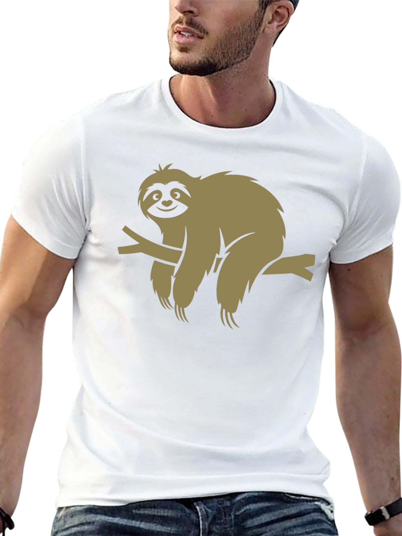 Sloth Graphic Tee - Relaxed Fit Black T-Shirt