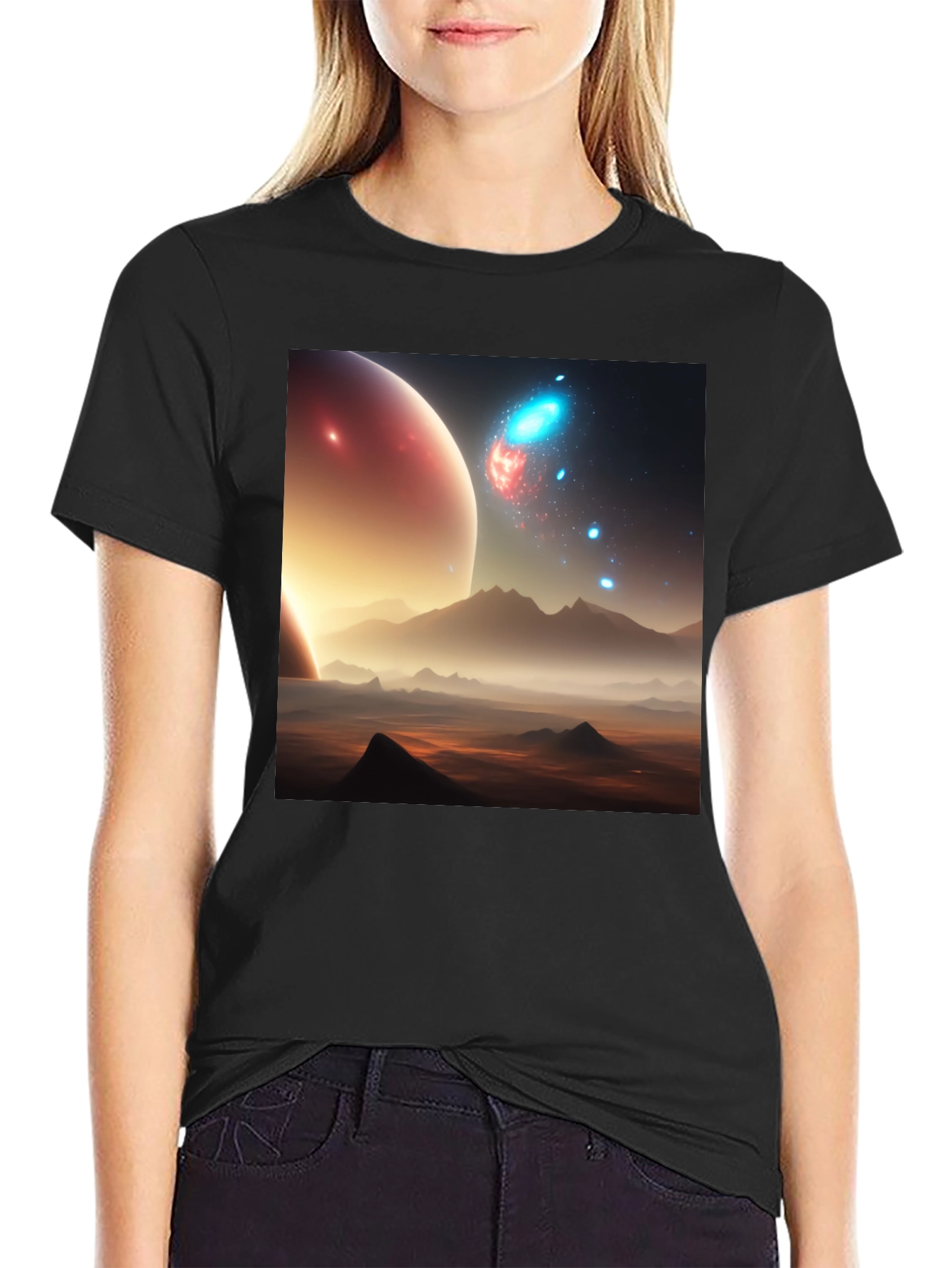 Cosmic Landscape Graphic Tee - Black