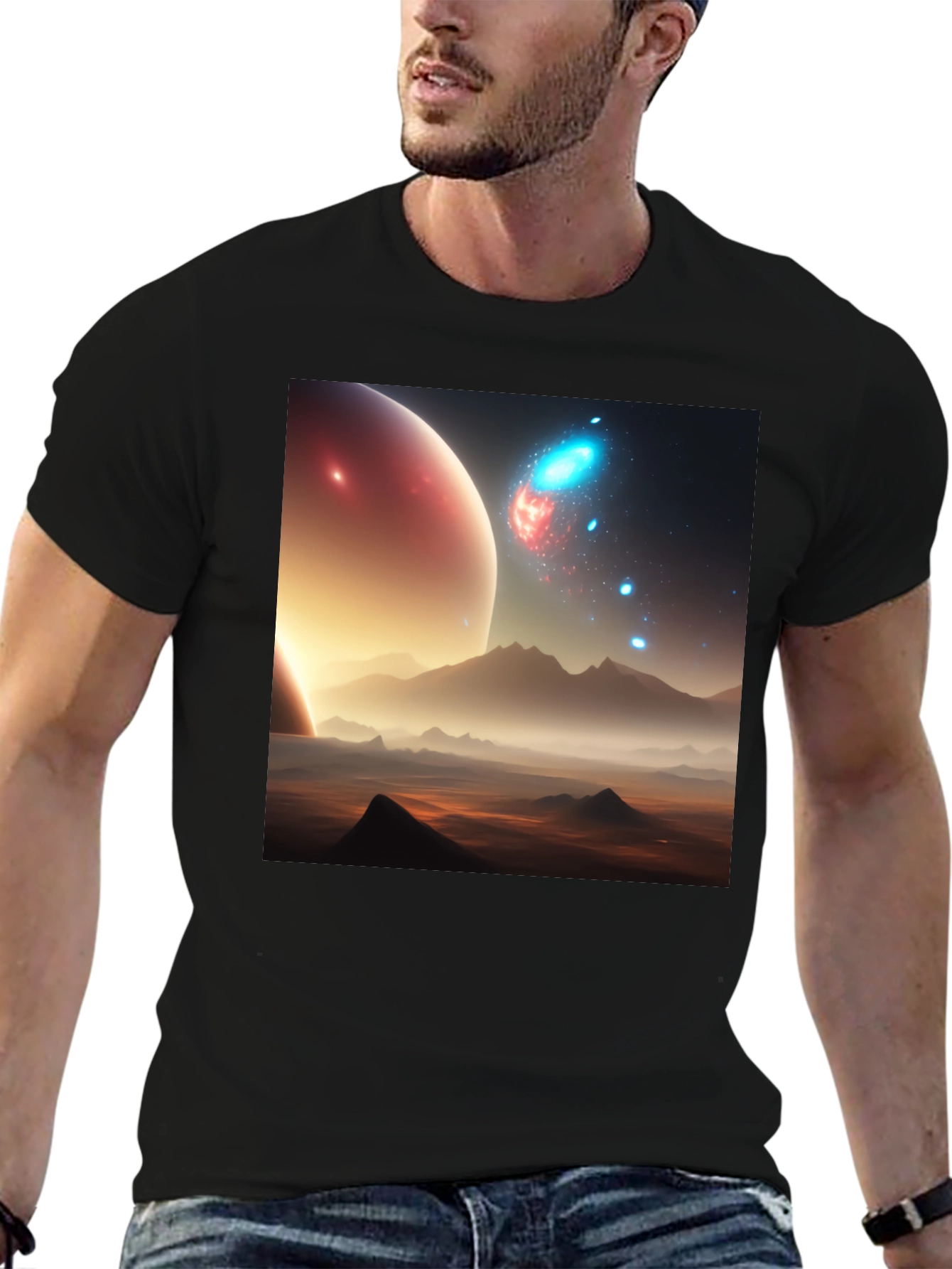Cosmic Landscape Graphic Tee - Black