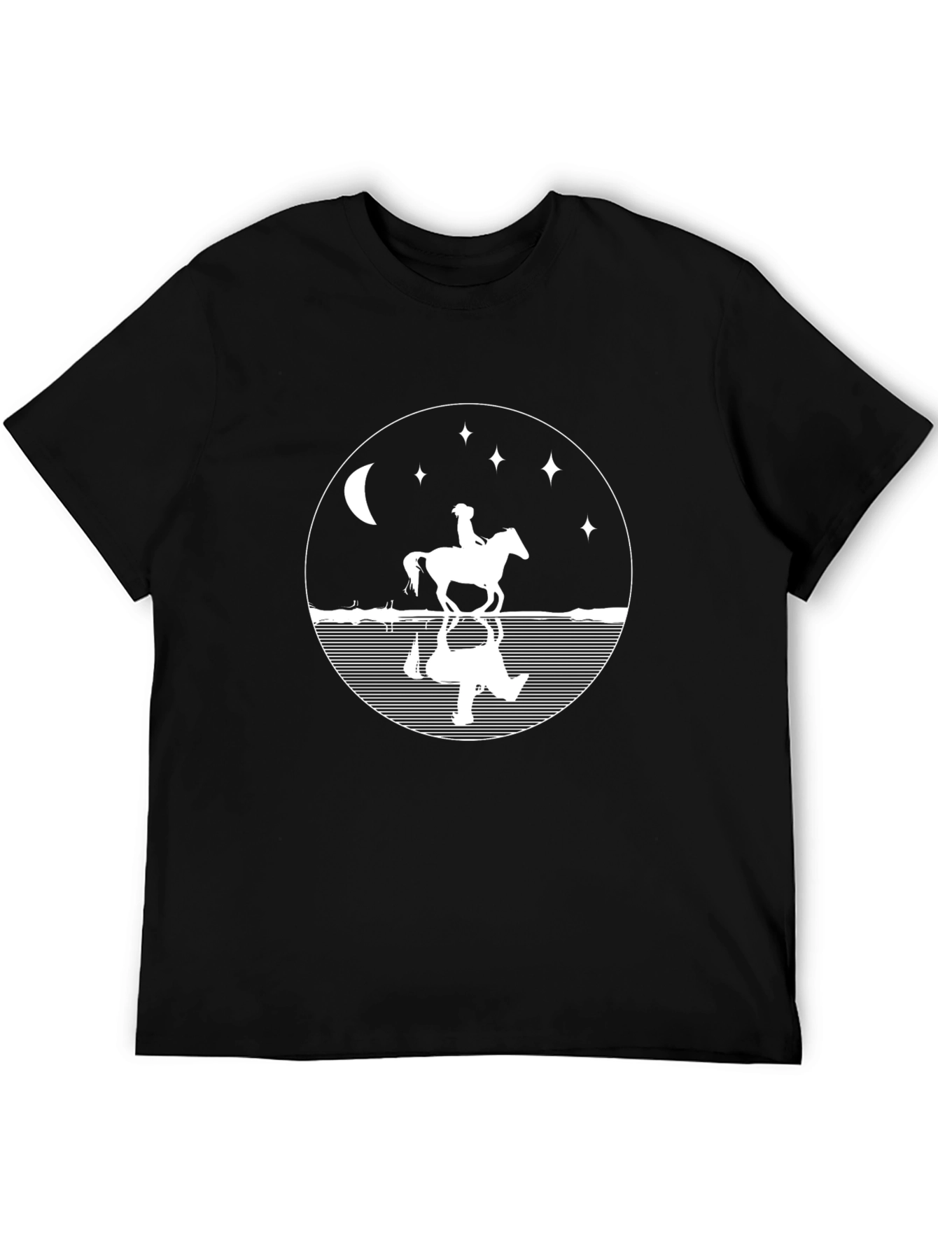 Equestrian Moon Reflection Graphic Tee - Black