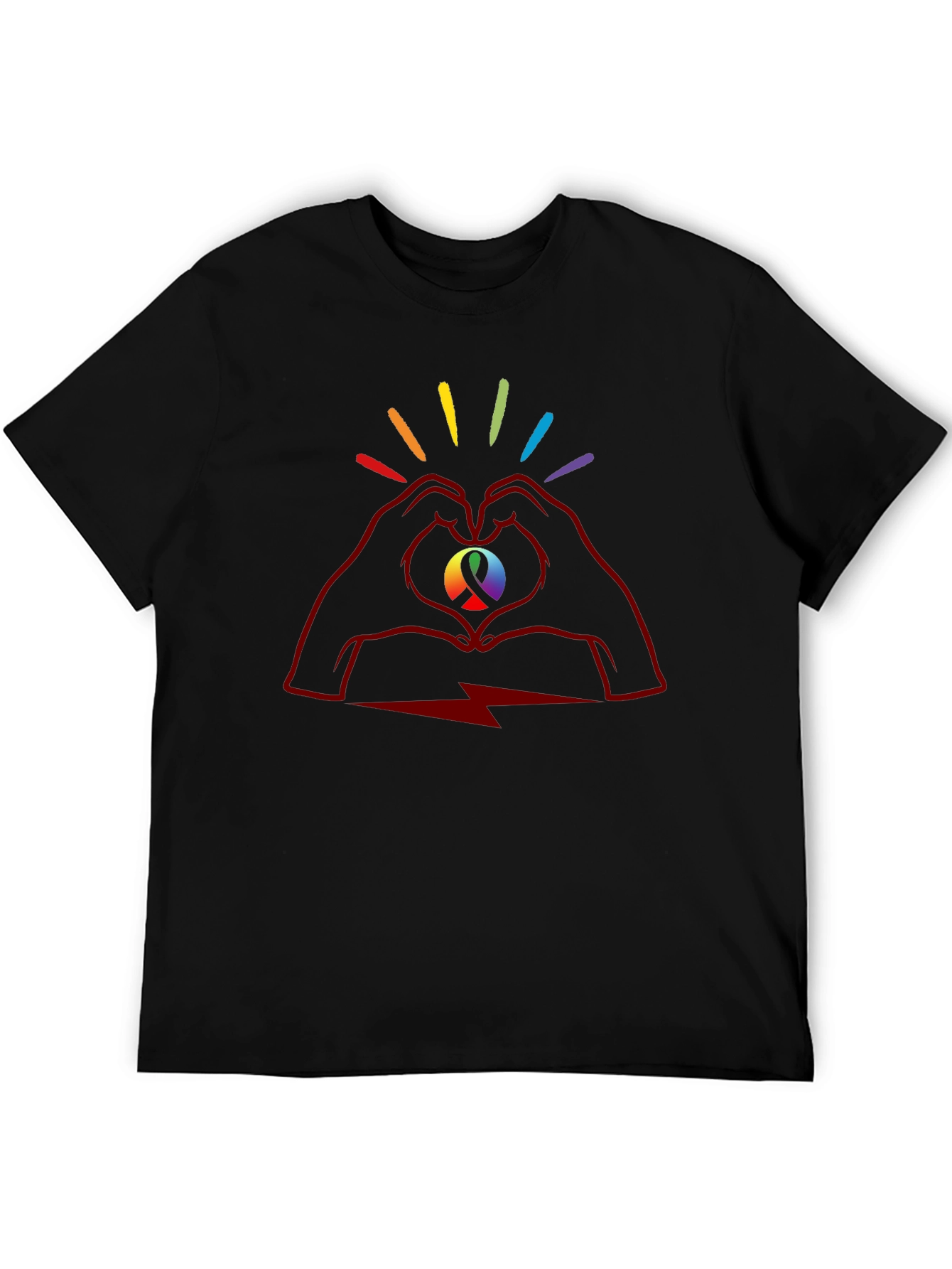 Pride Love Heart Hands Black T-Shirt