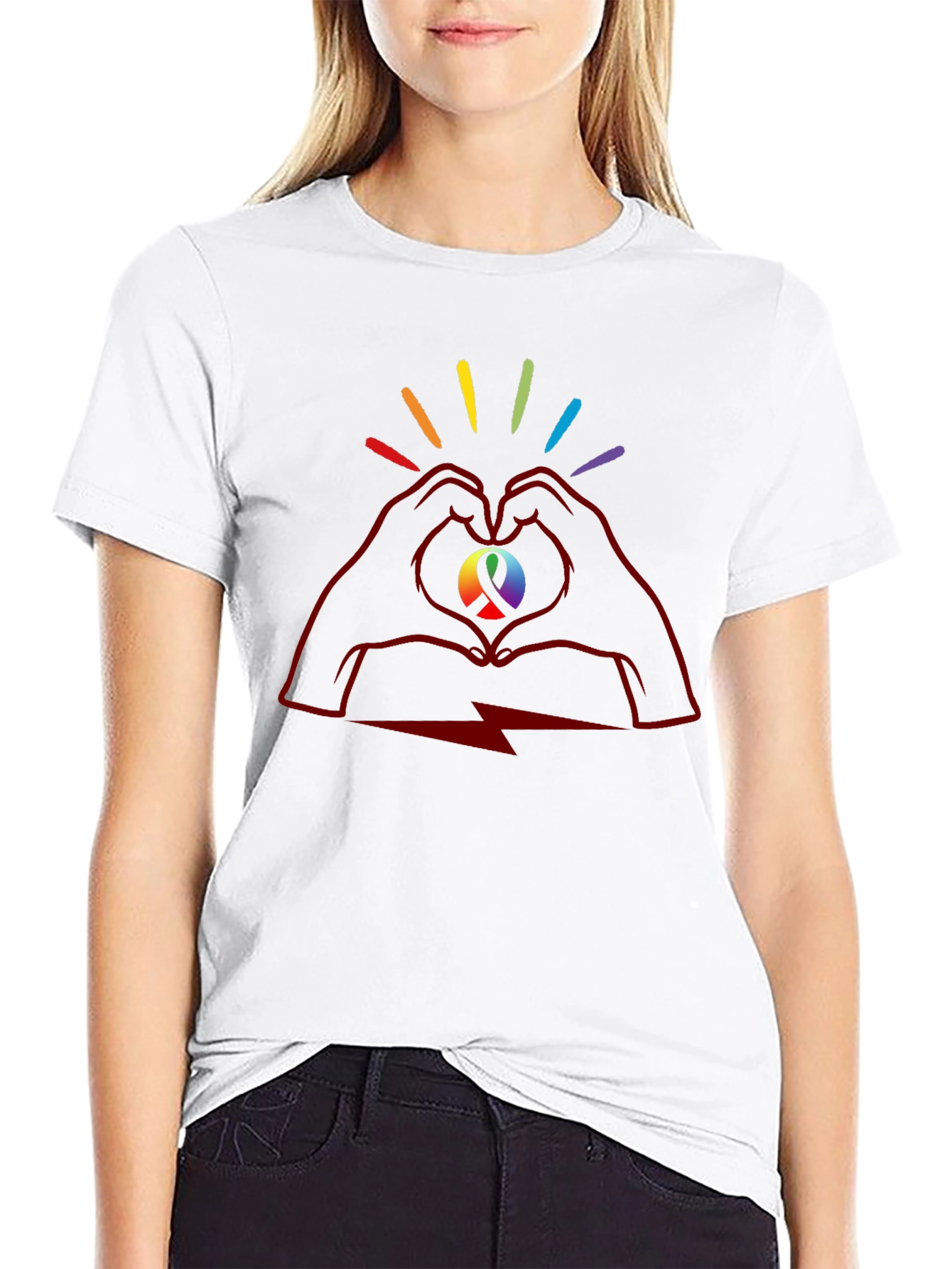 Pride Love Heart Hands Black T-Shirt