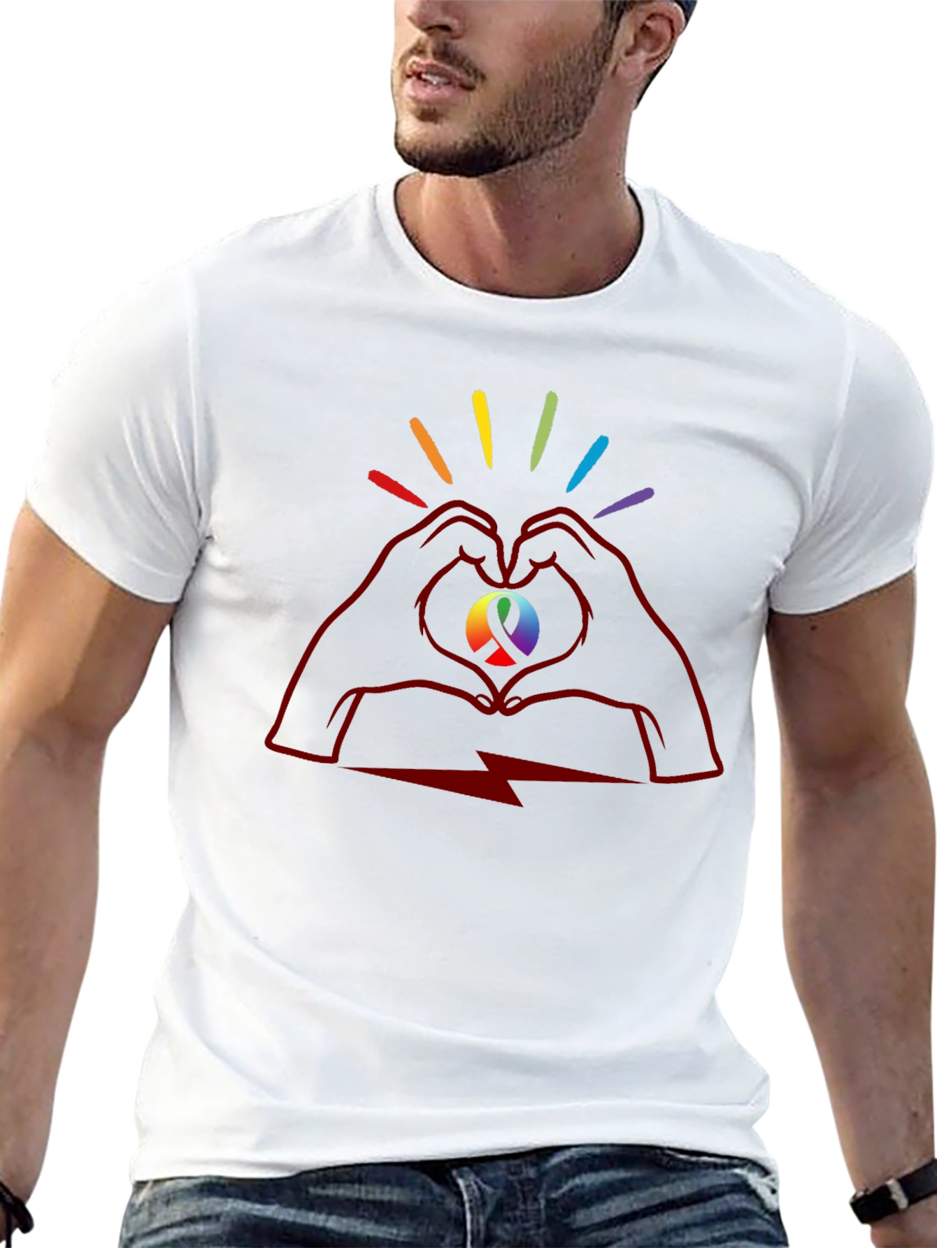 Pride Love Heart Hands Black T-Shirt
