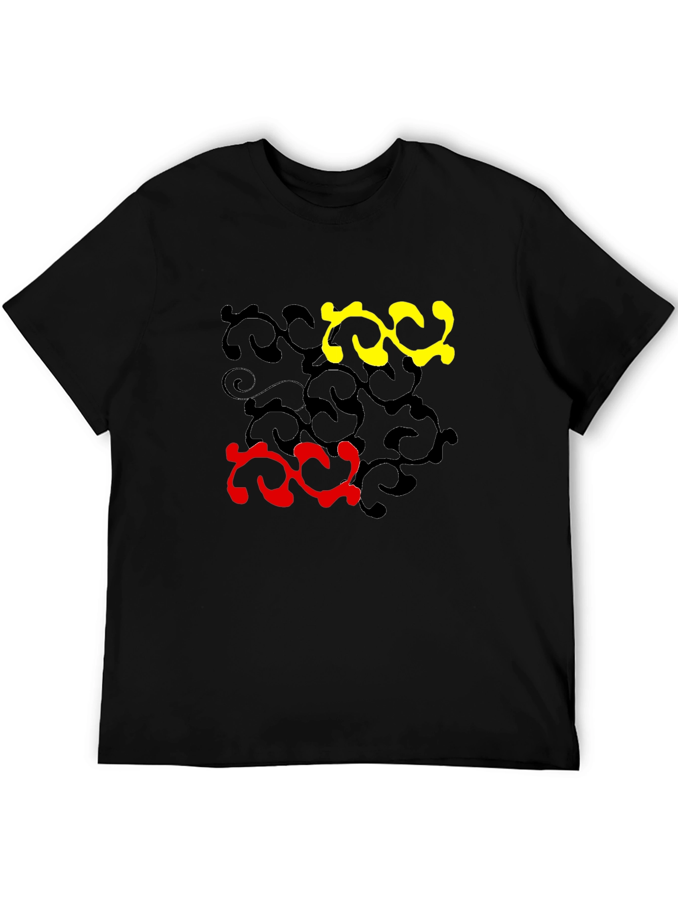 Abstract Swirl Design Black T-Shirt