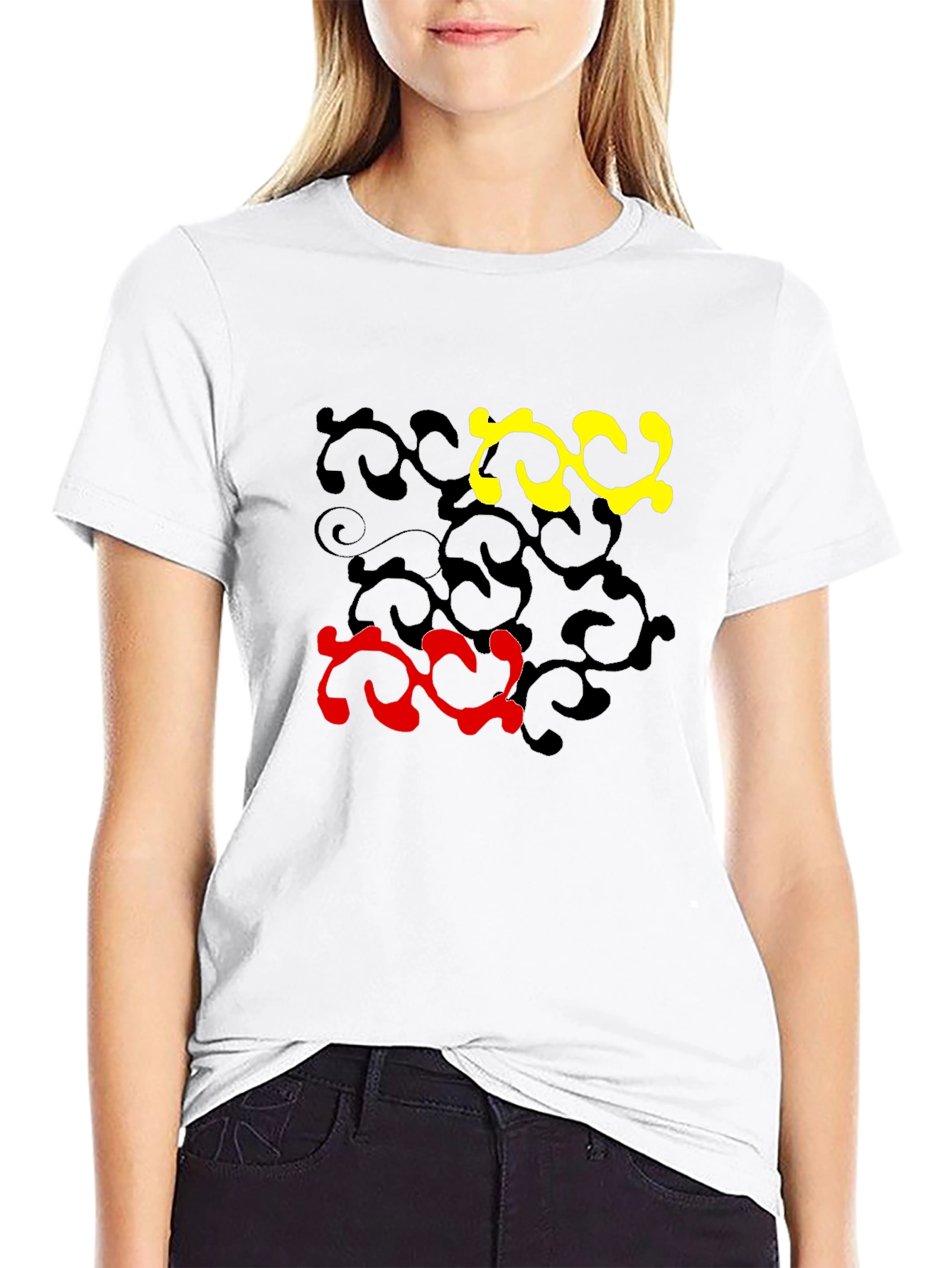 Abstract Swirl Design Black T-Shirt