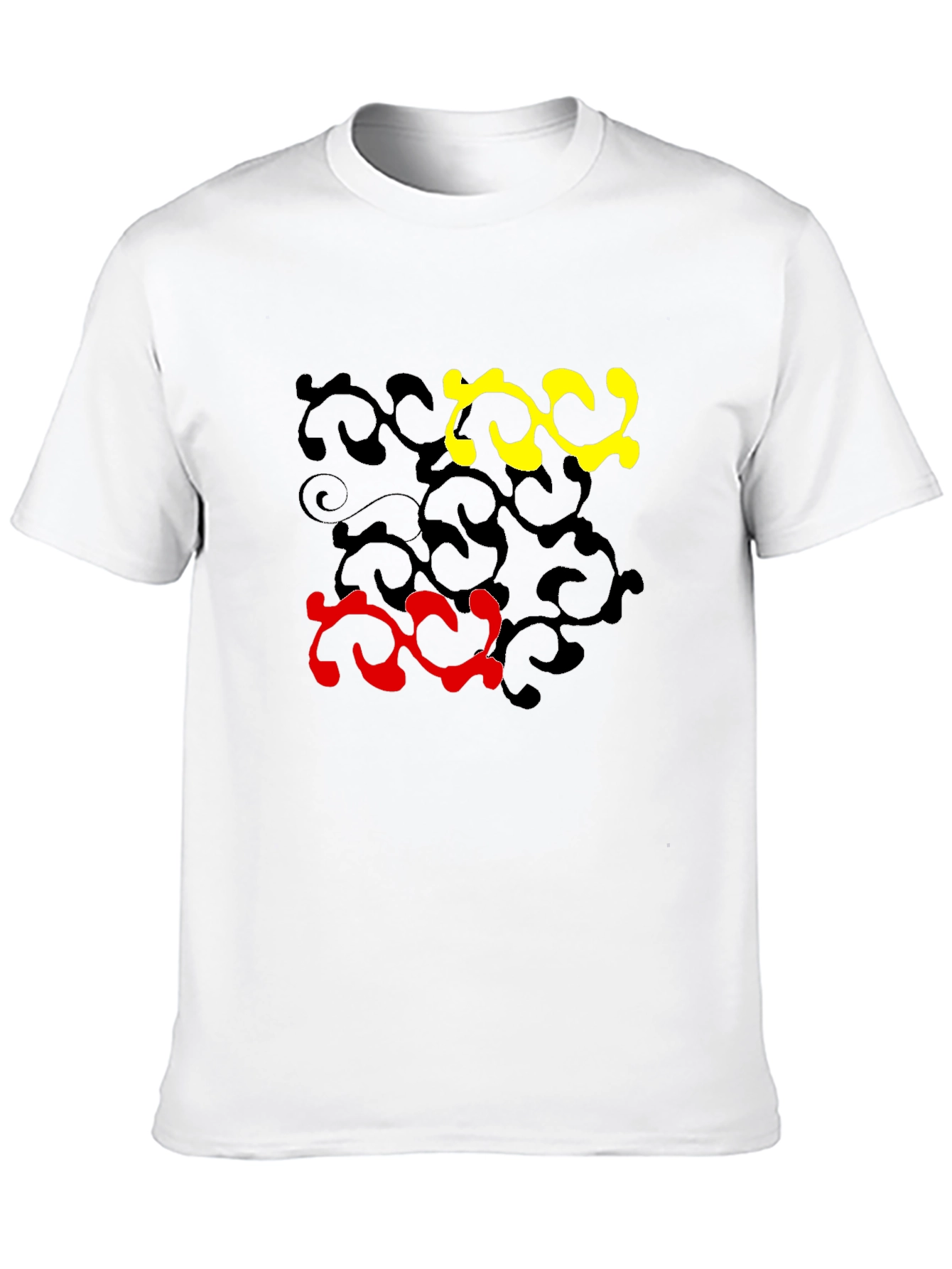 Abstract Swirl Design Black T-Shirt