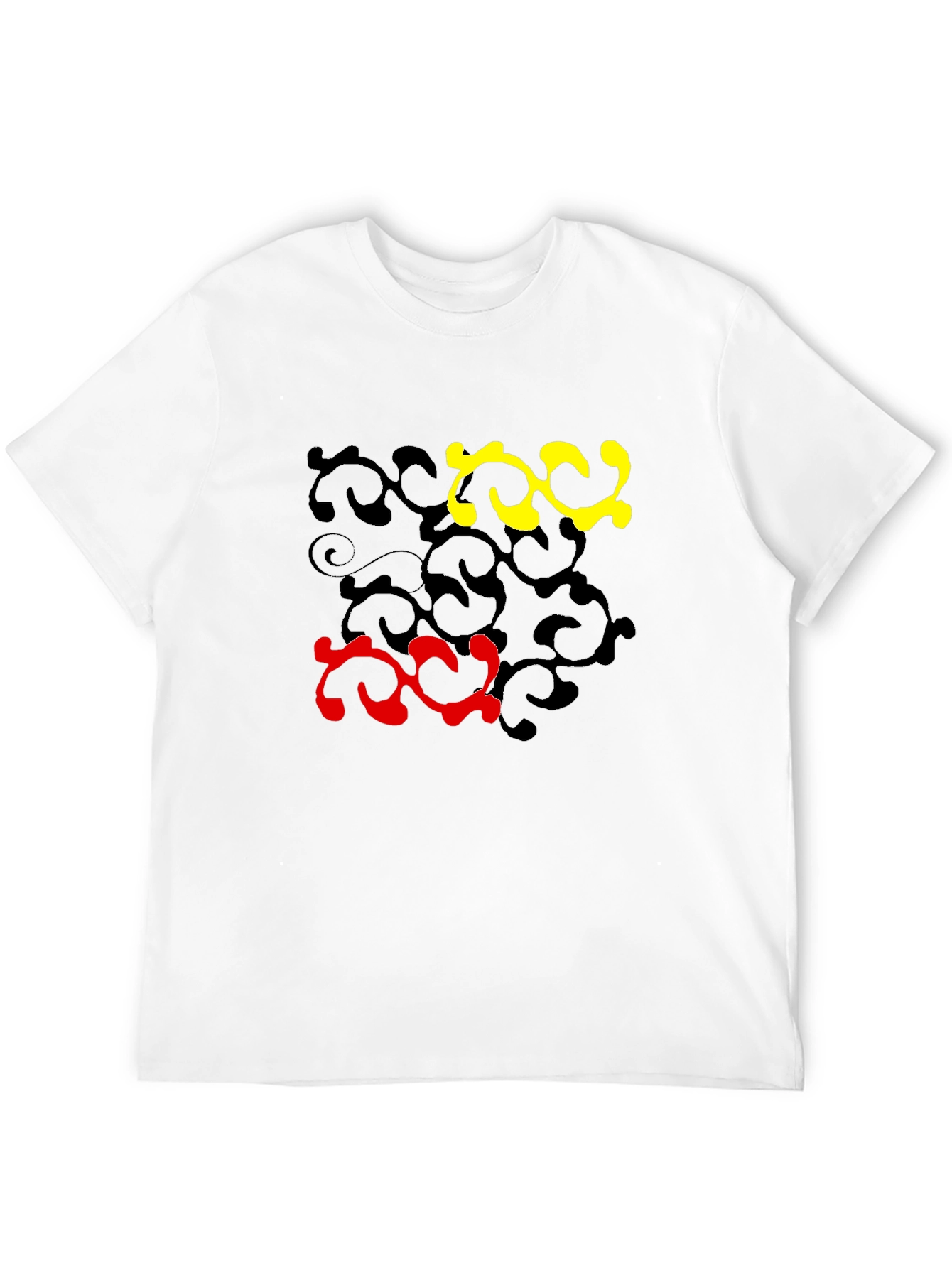 Abstract Swirl Design Black T-Shirt