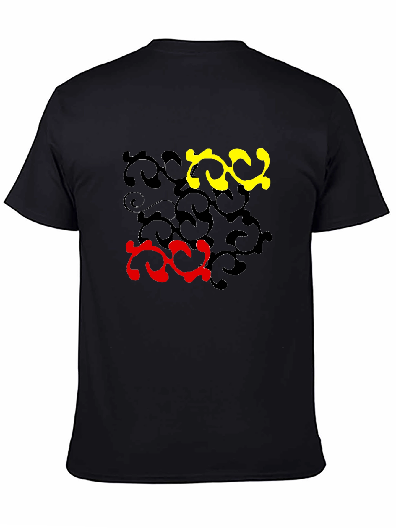 Abstract Swirl Design Black T-Shirt