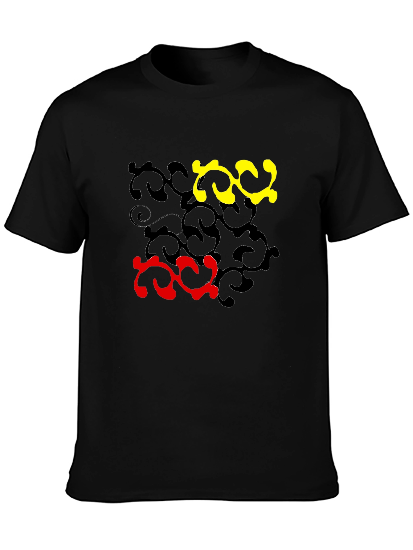 Abstract Swirl Design Black T-Shirt