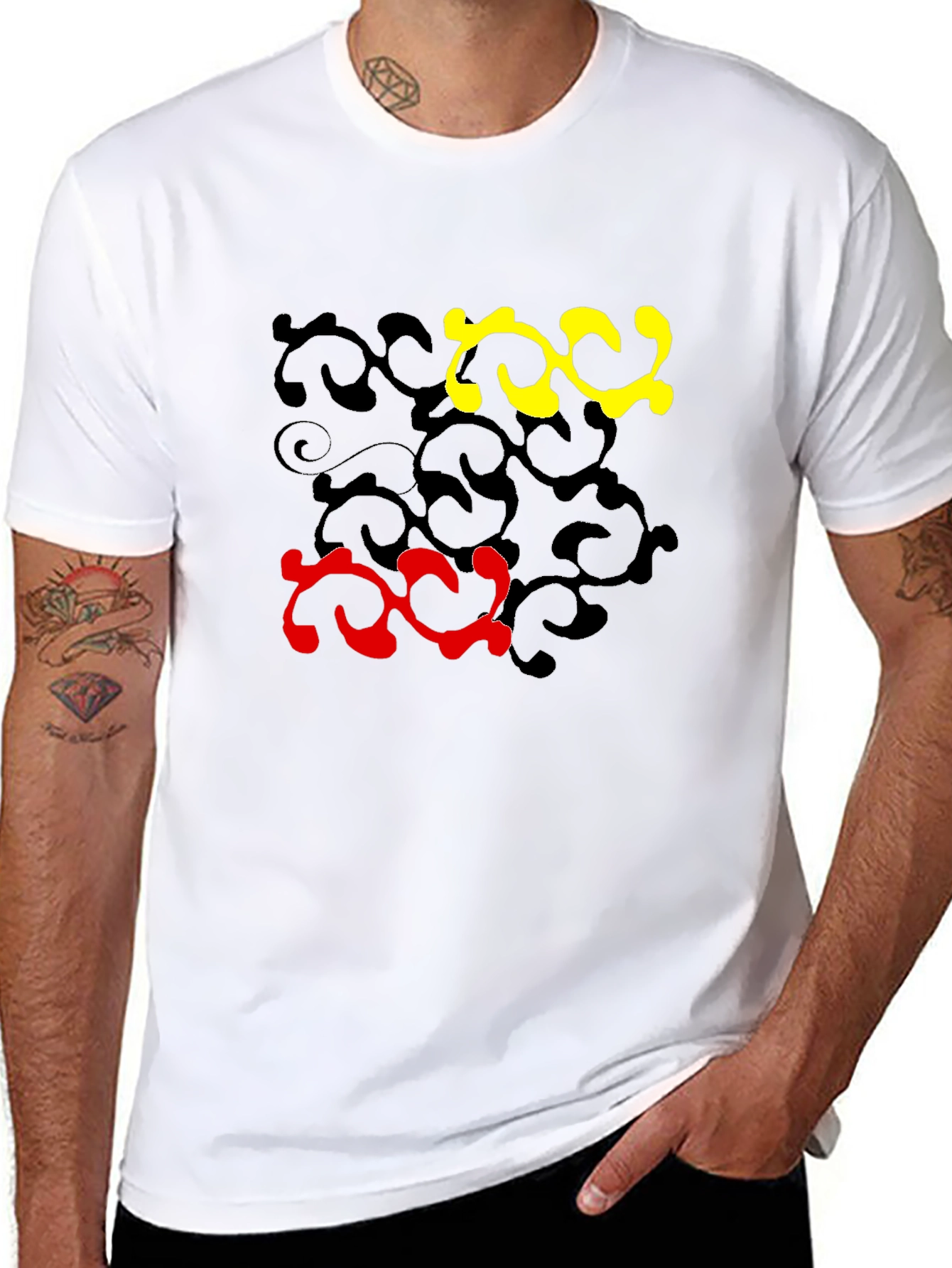 Abstract Swirl Design Black T-Shirt